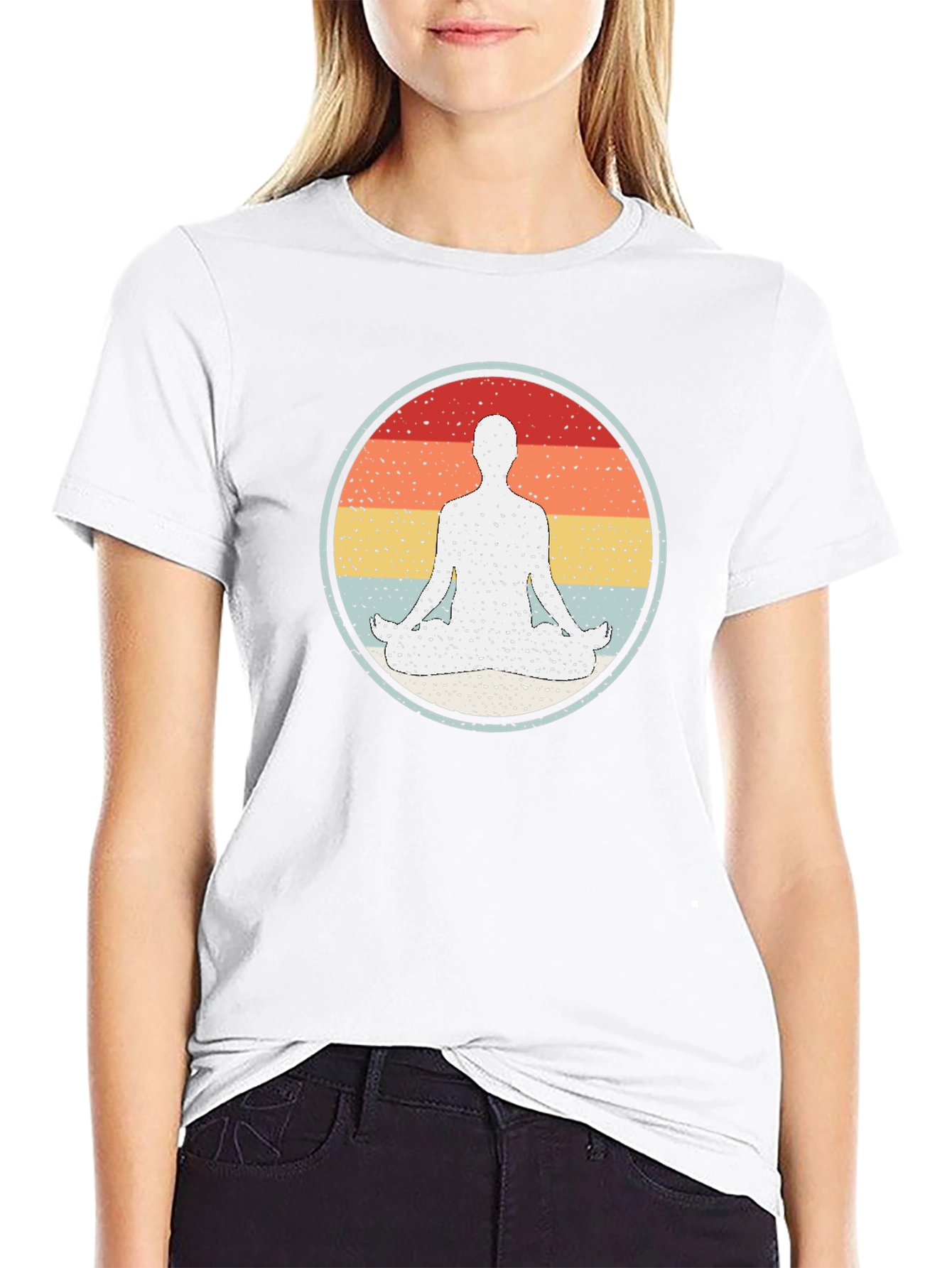 Retro Yoga Pose Graphic Tee - Meditate in Style