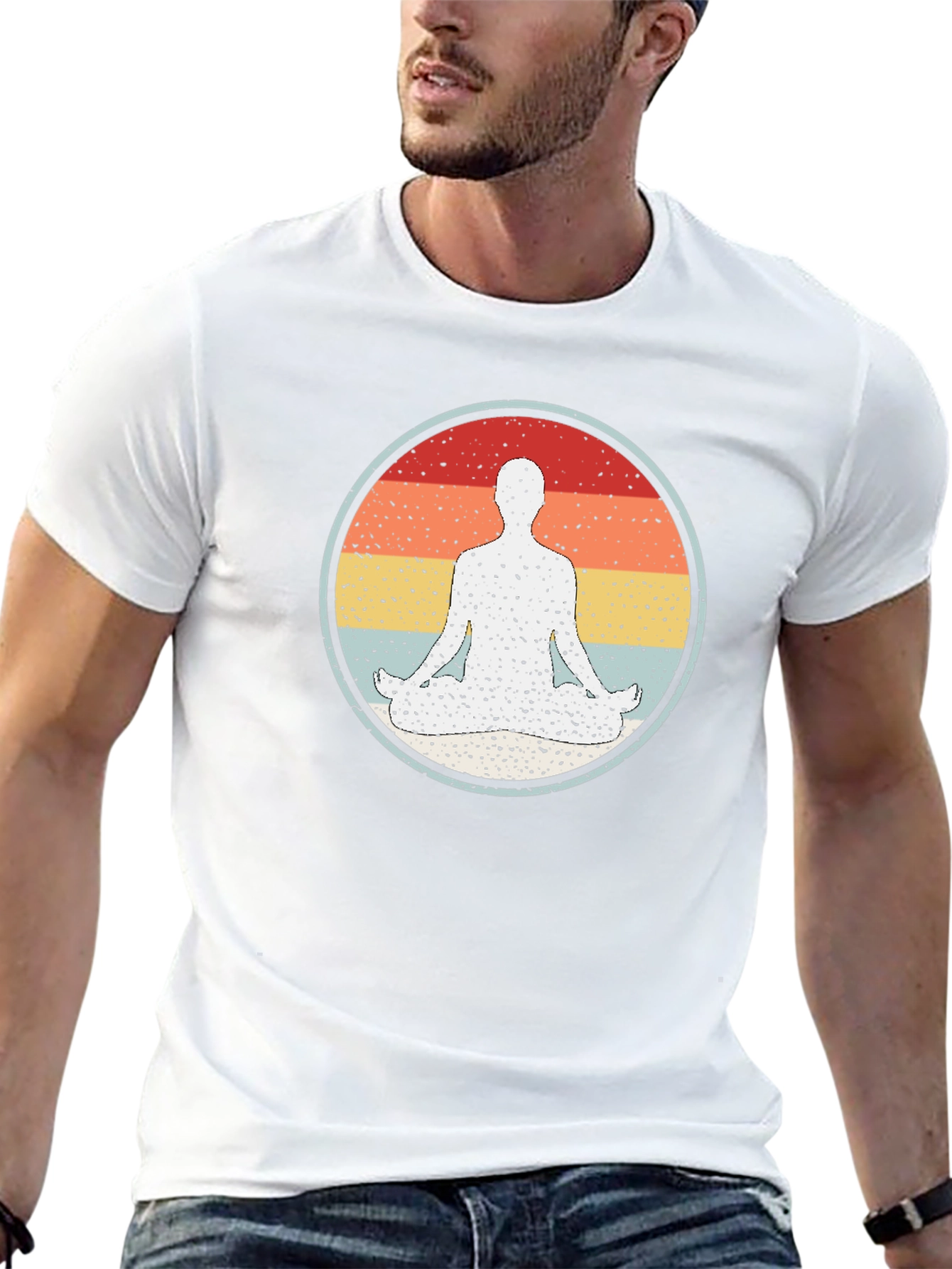 Retro Yoga Pose Graphic Tee - Meditate in Style