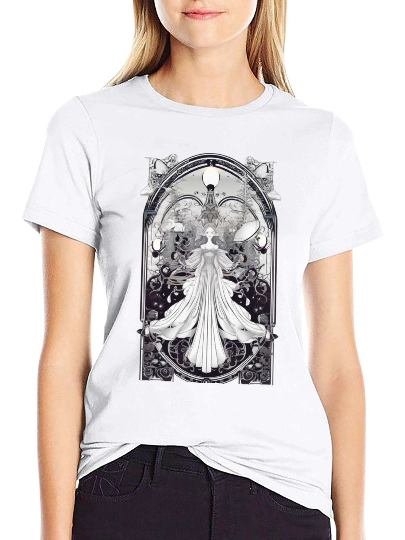 Art Nouveau Angel T-Shirt - Unique Gothic Design