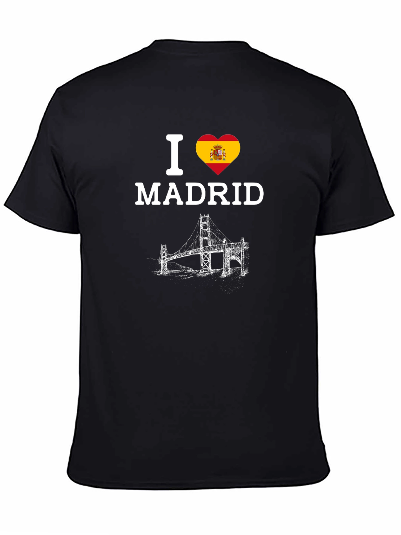I Heart Madrid Spain Bridge Black T-Shirt