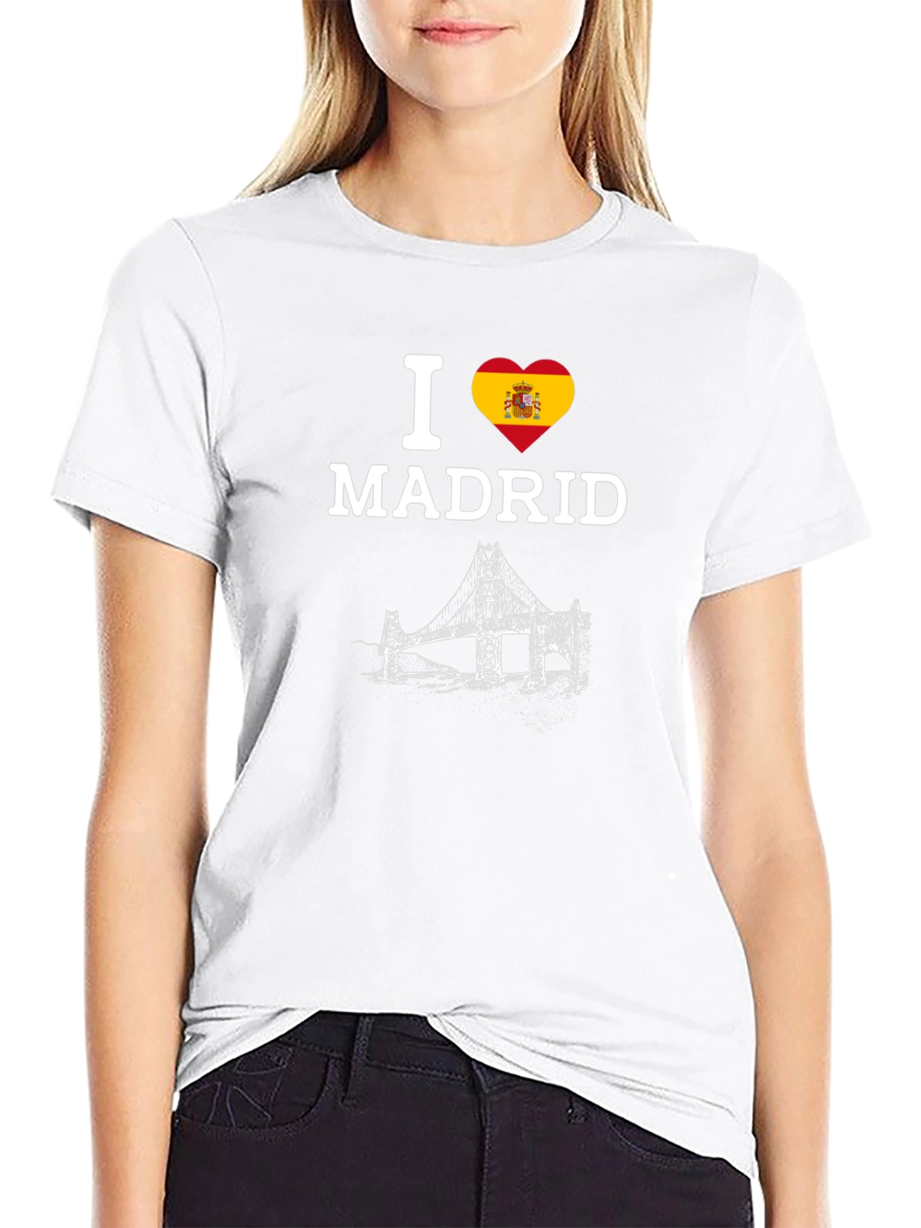 I Heart Madrid Spain Bridge Black T-Shirt