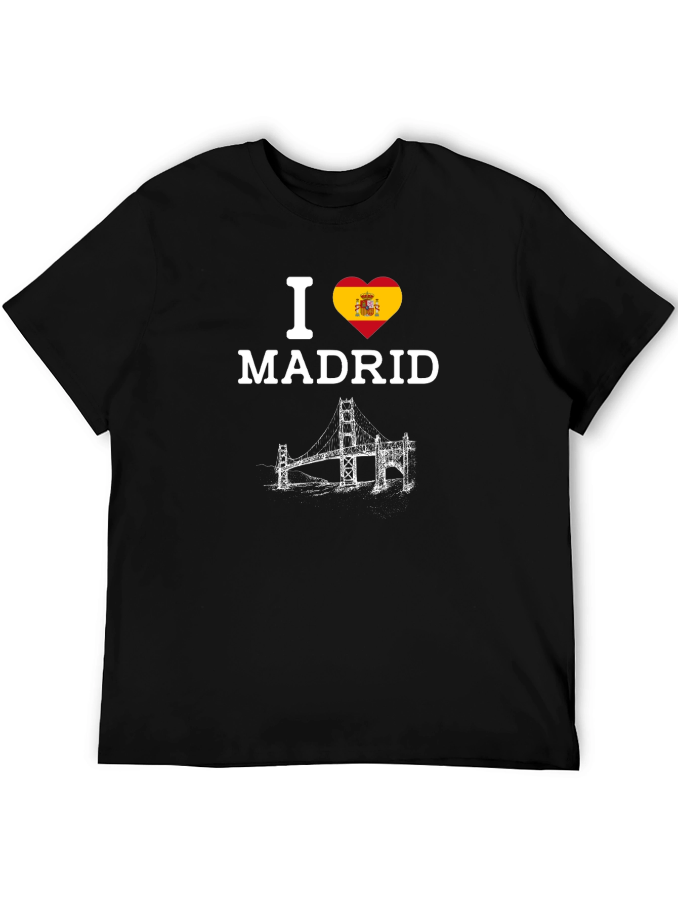 I Heart Madrid Spain Bridge Black T-Shirt