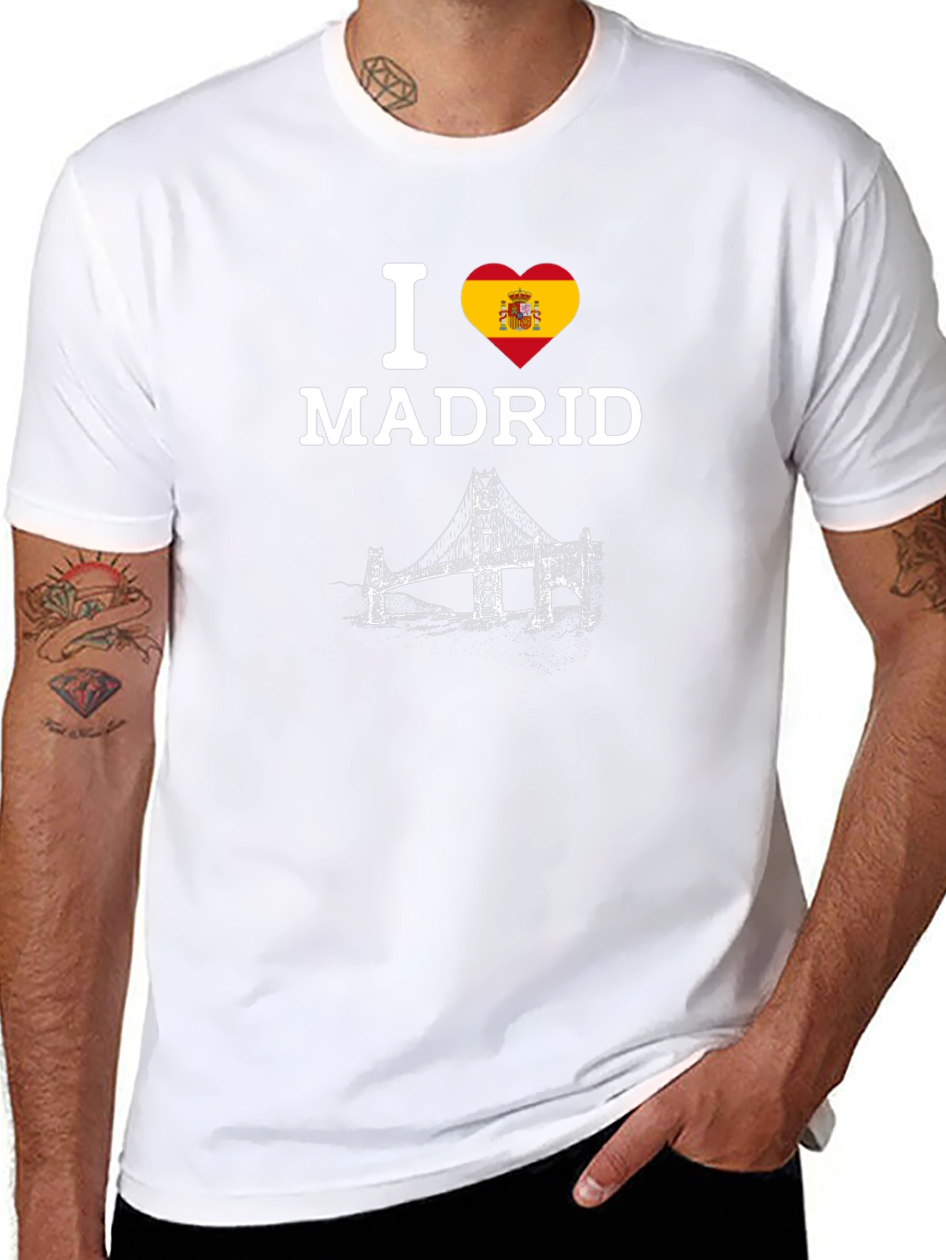 I Heart Madrid Spain Bridge Black T-Shirt