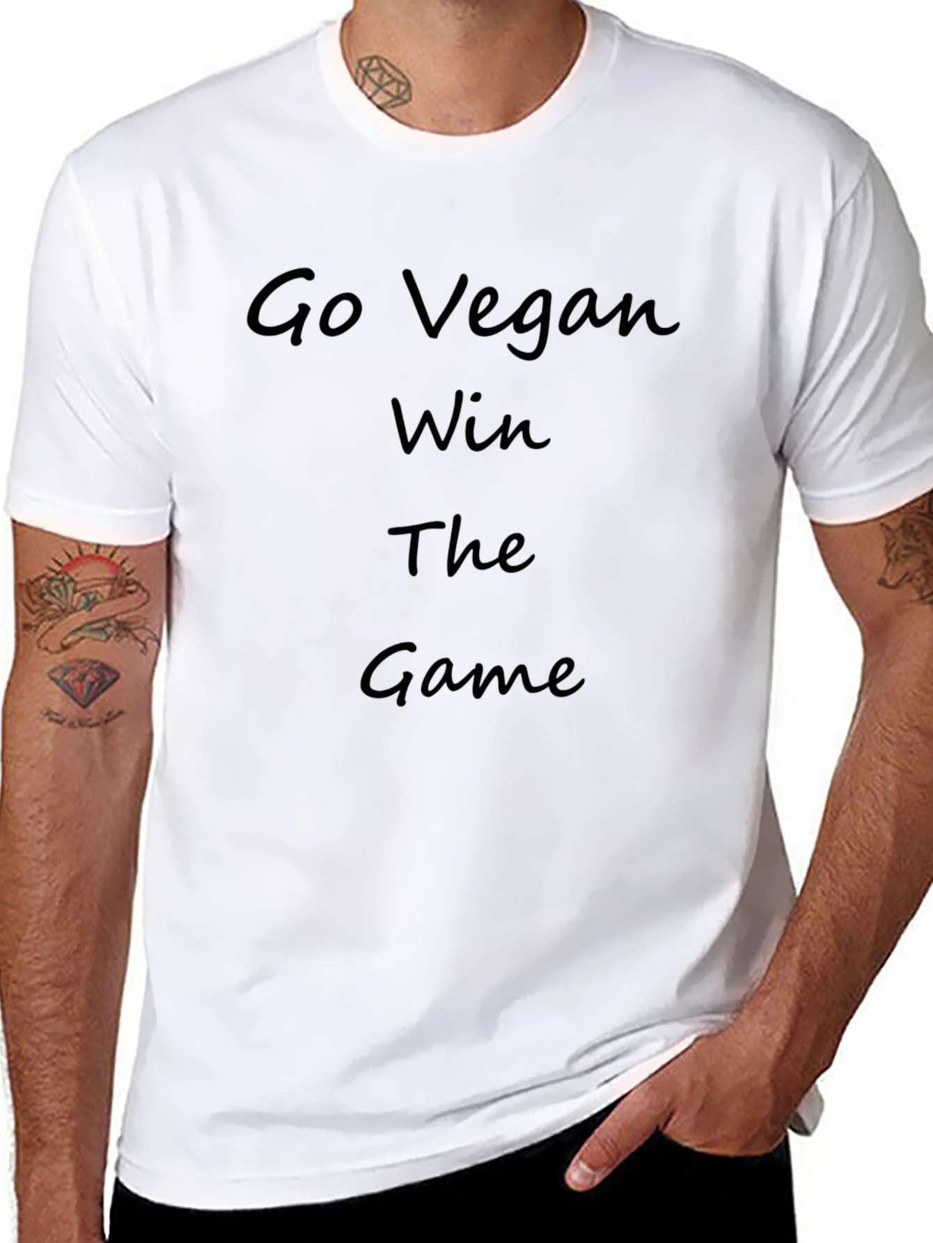 Go Vegan Win the Game Black Tee