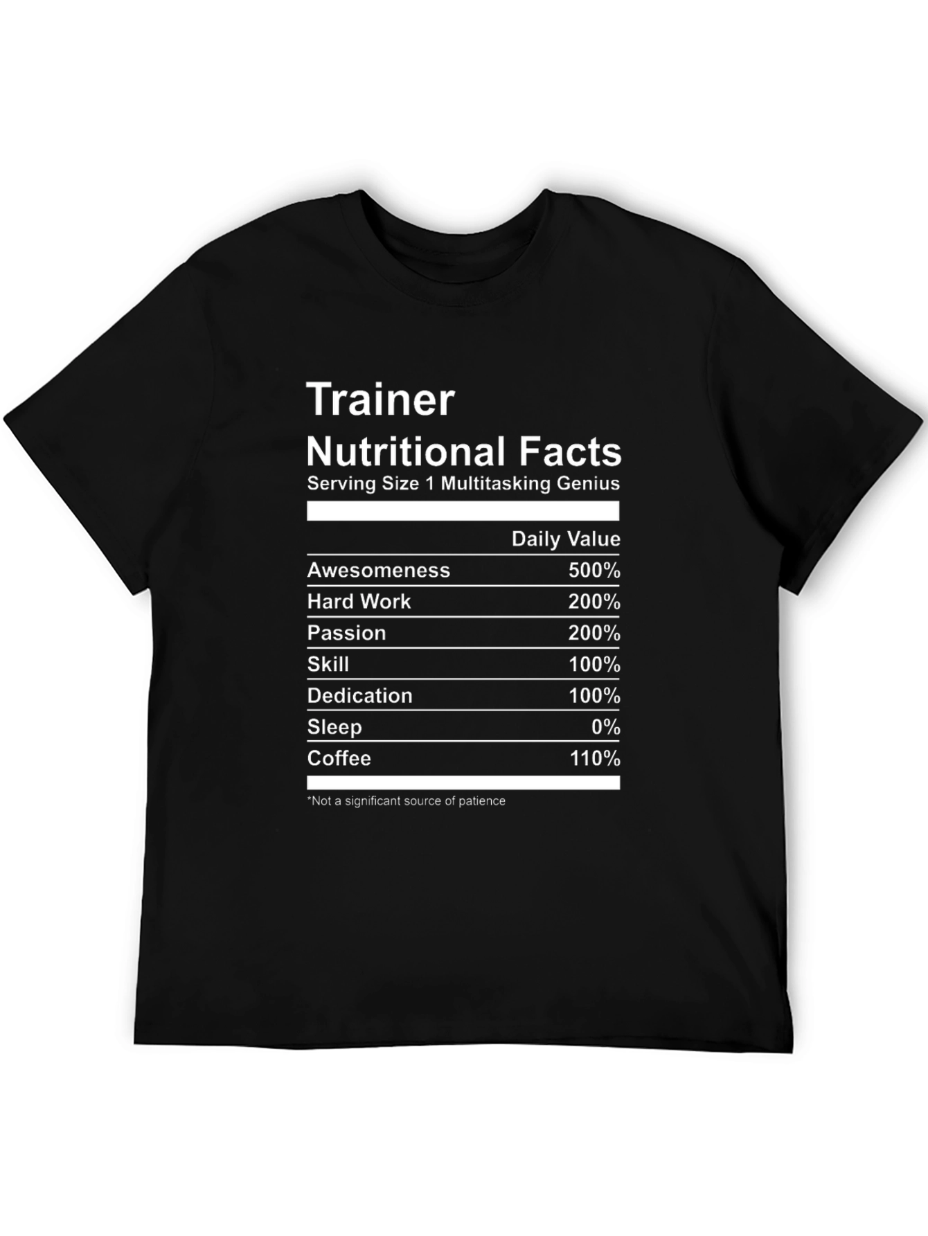 Trainer Nutritional Facts Novelty T-Shirt