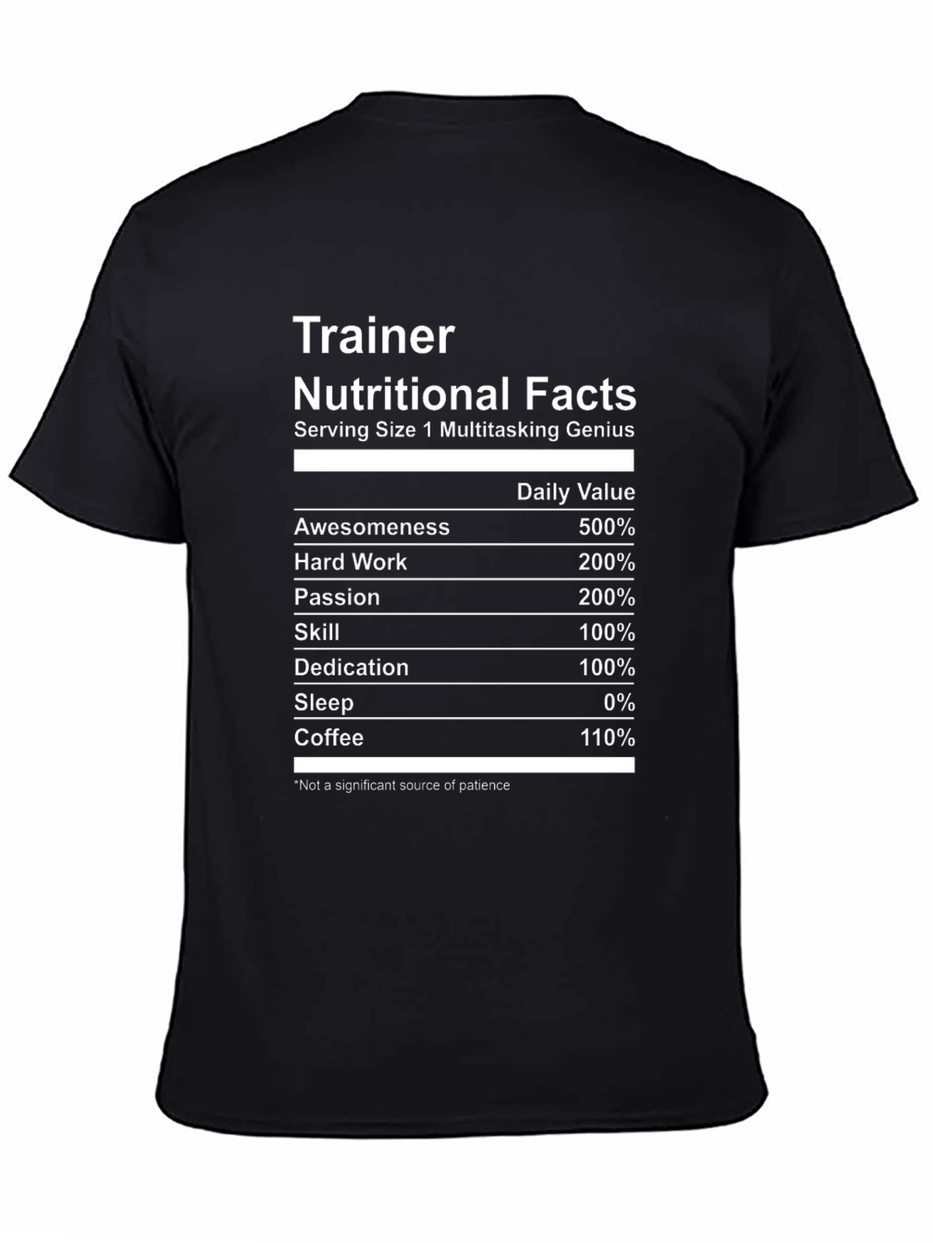 Trainer Nutritional Facts Novelty T-Shirt