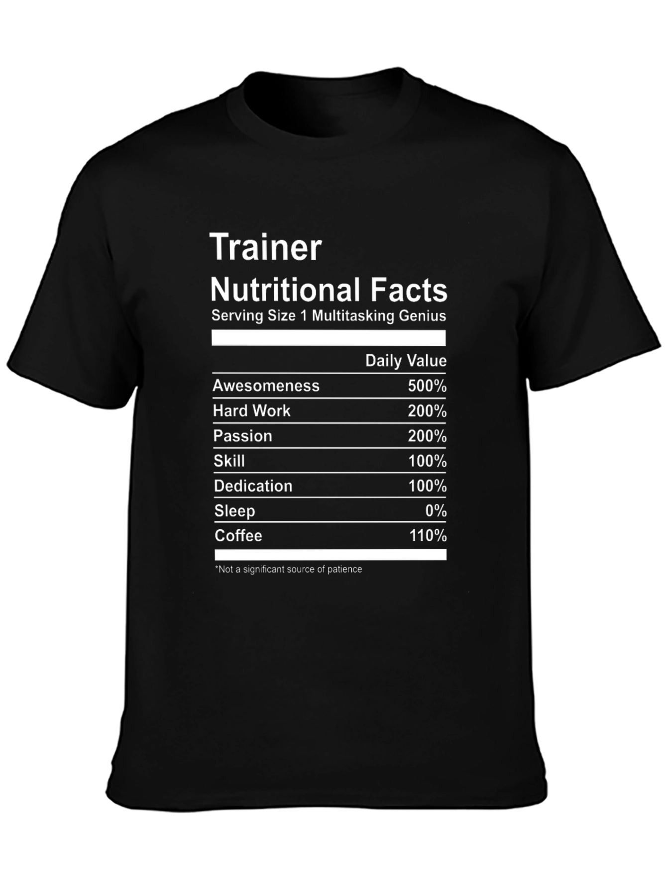 Trainer Nutritional Facts Novelty T-Shirt