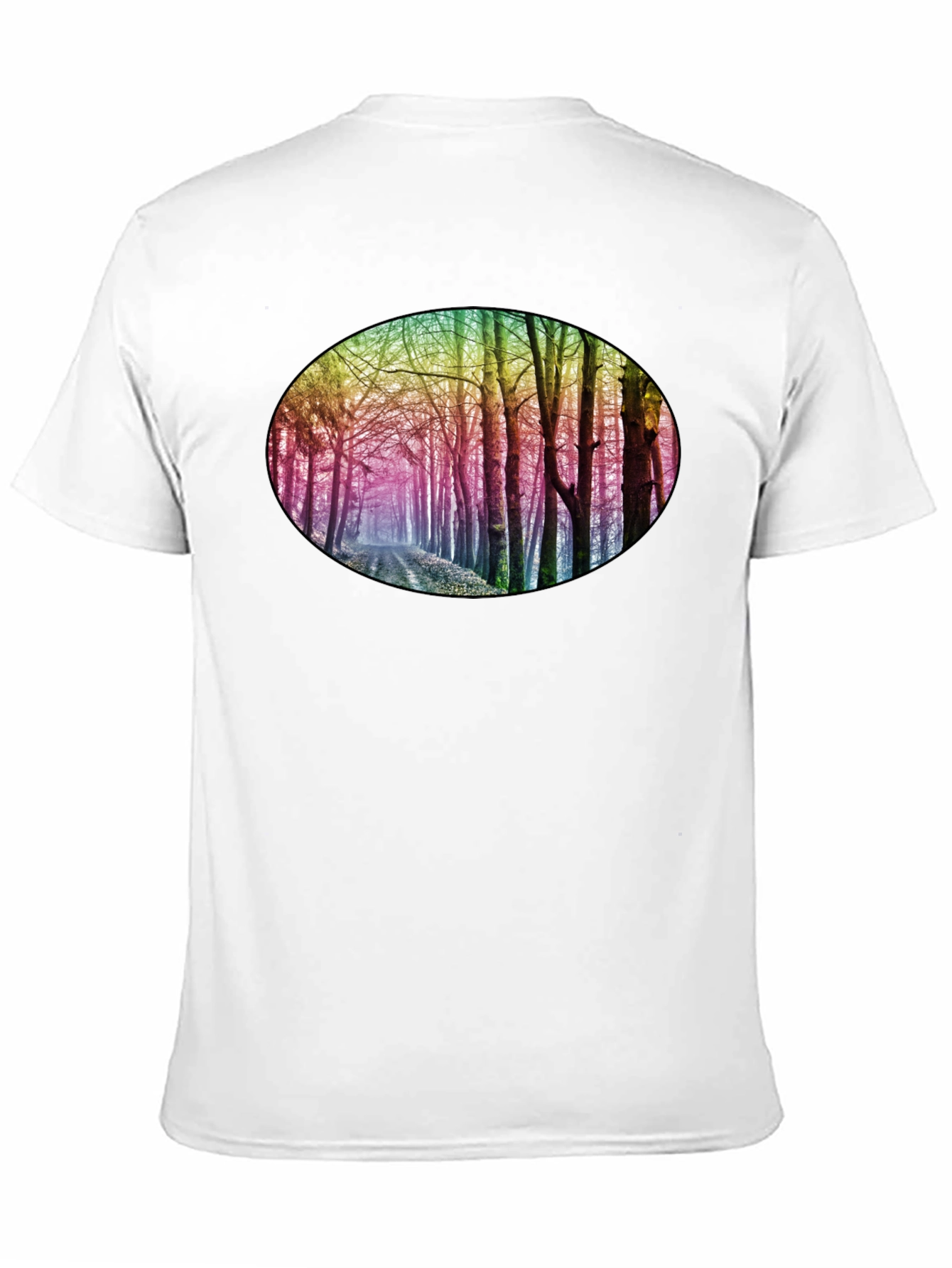 Rainbow Forest Print Black T-Shirt
