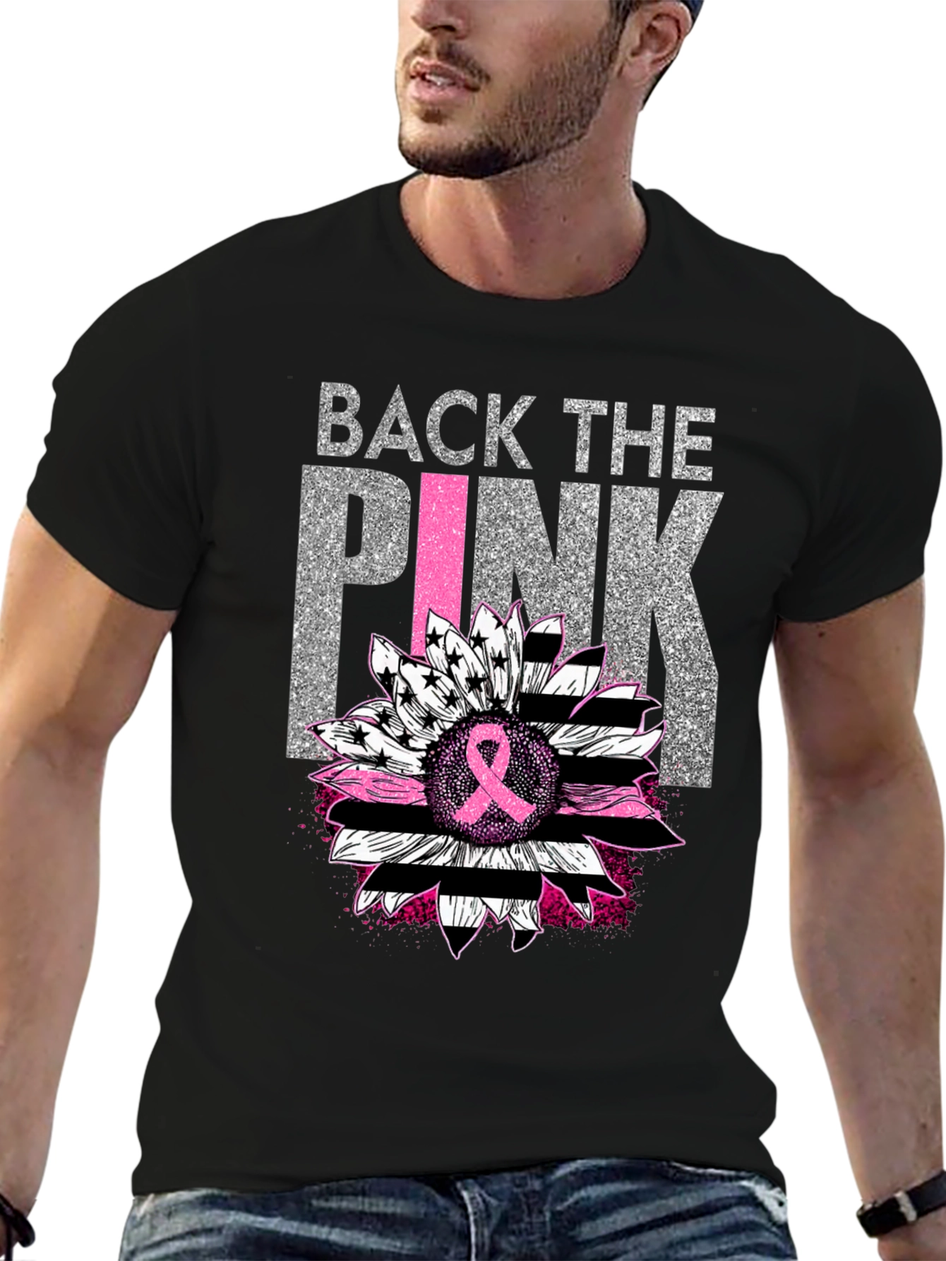 Back the Pink Sunflower Breast Cancer Awareness T-Shirt