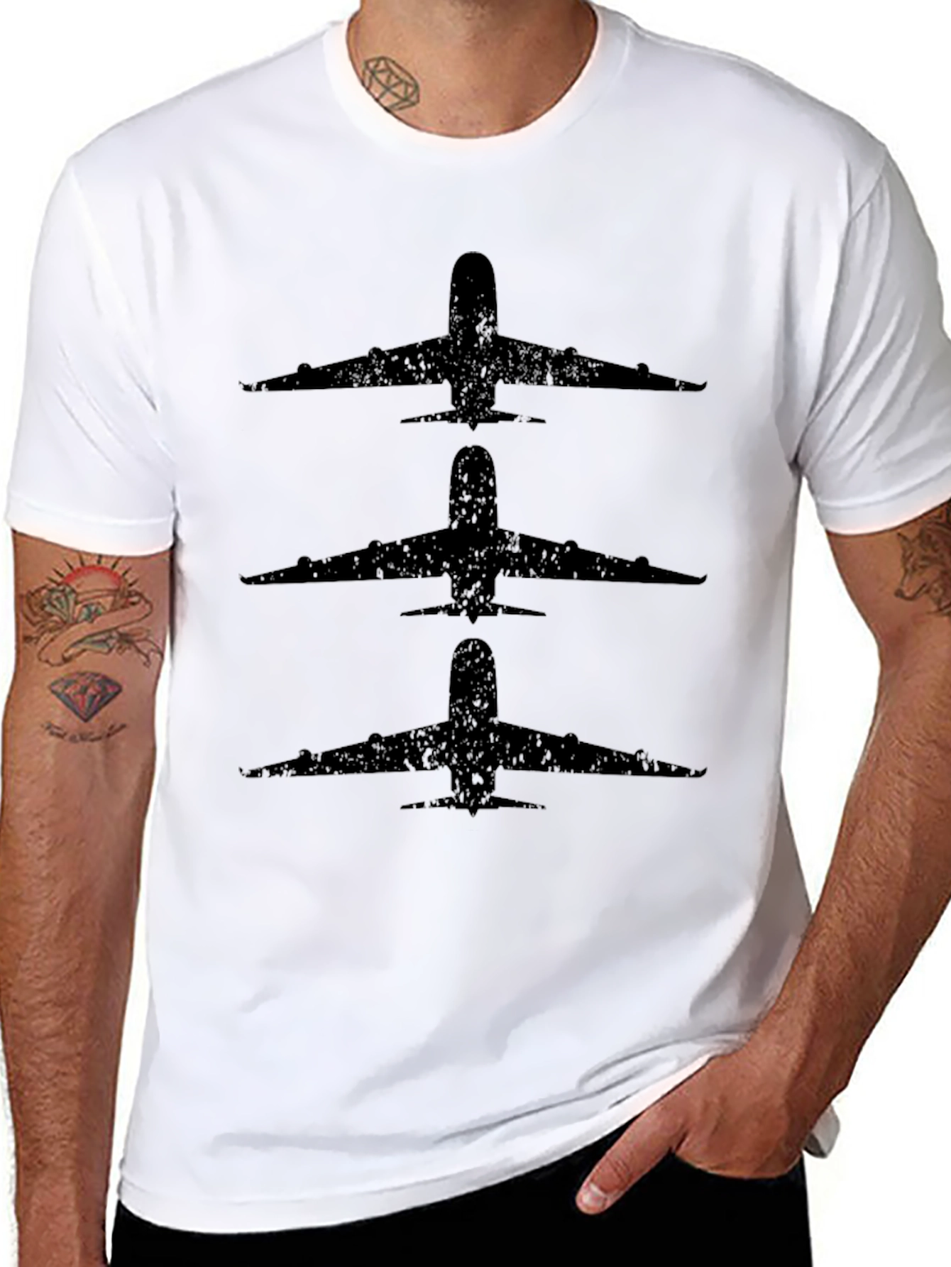 Airplane Graphic Tee - Black Cotton T-Shirt