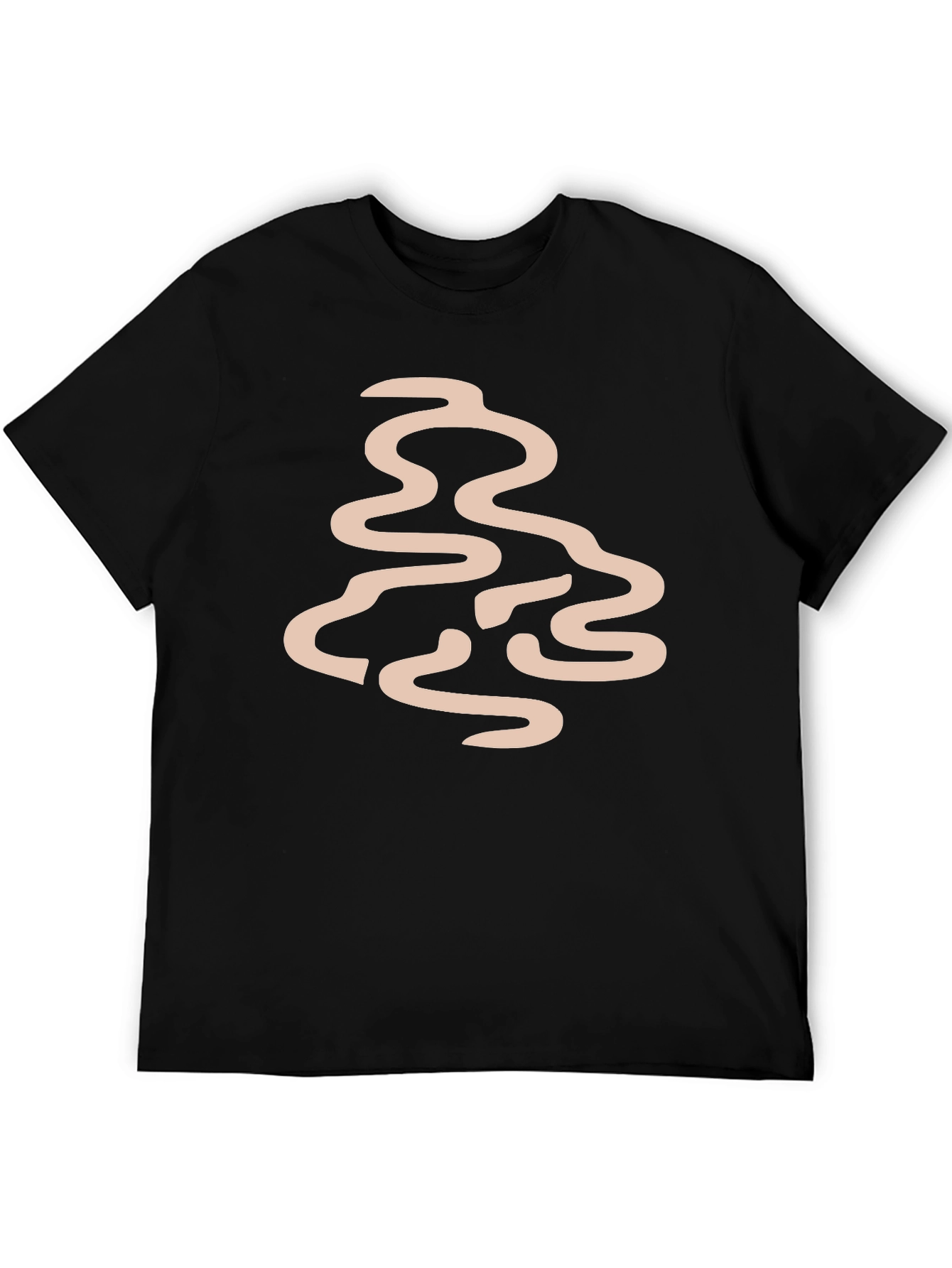 Abstract Line Art Graphic Tee - Black