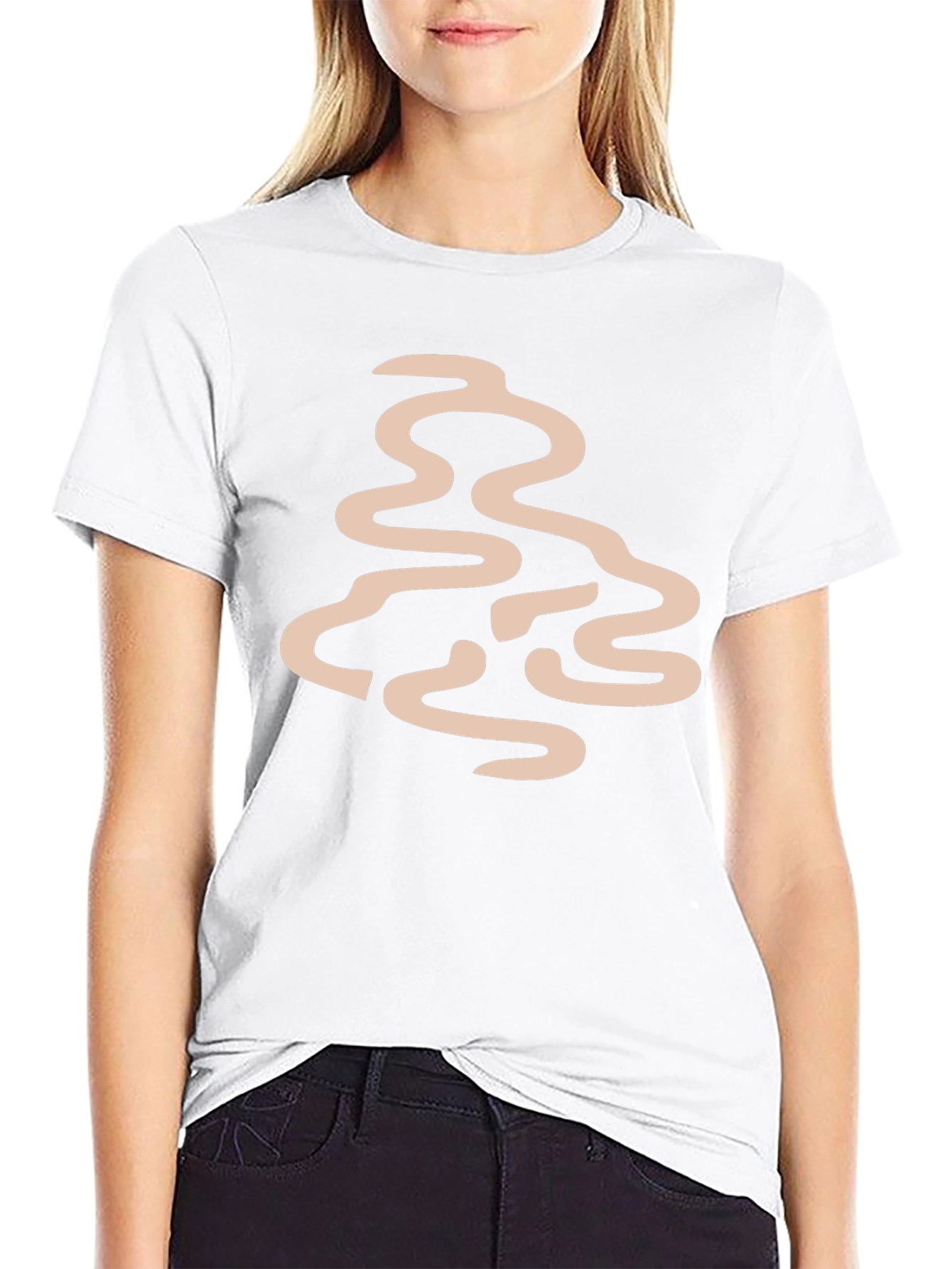 Abstract Line Art Graphic Tee - Black