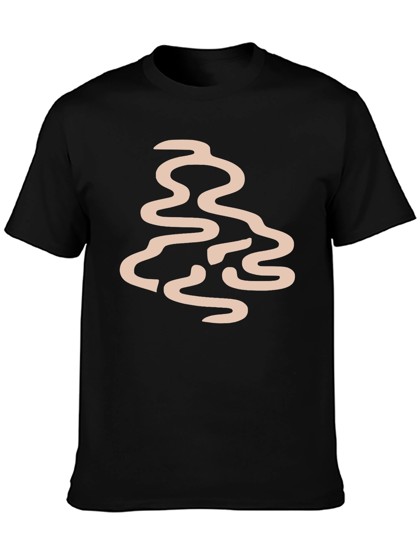 Abstract Line Art Graphic Tee - Black