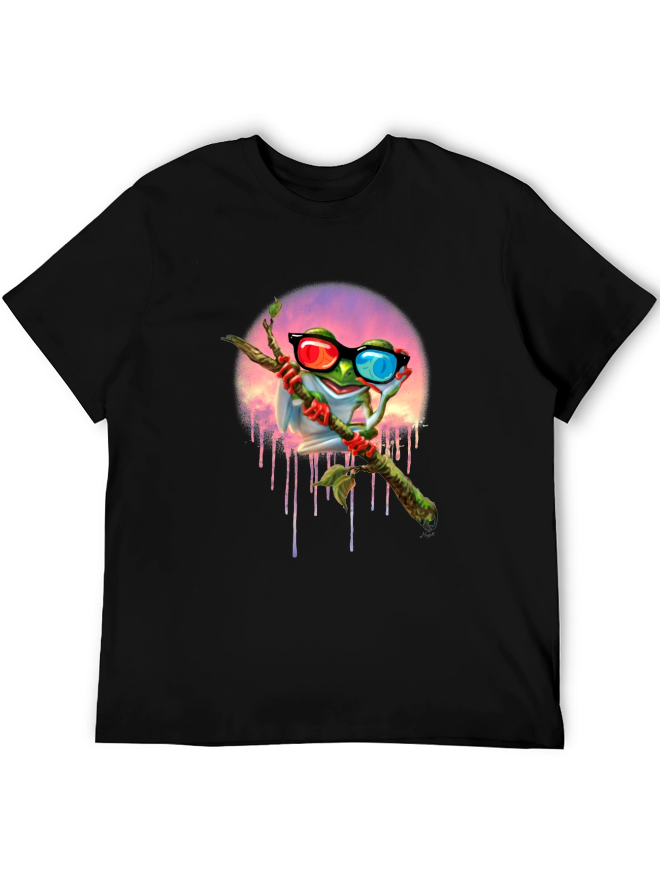 Frog with 3D Glasses Graphic T-Shirt