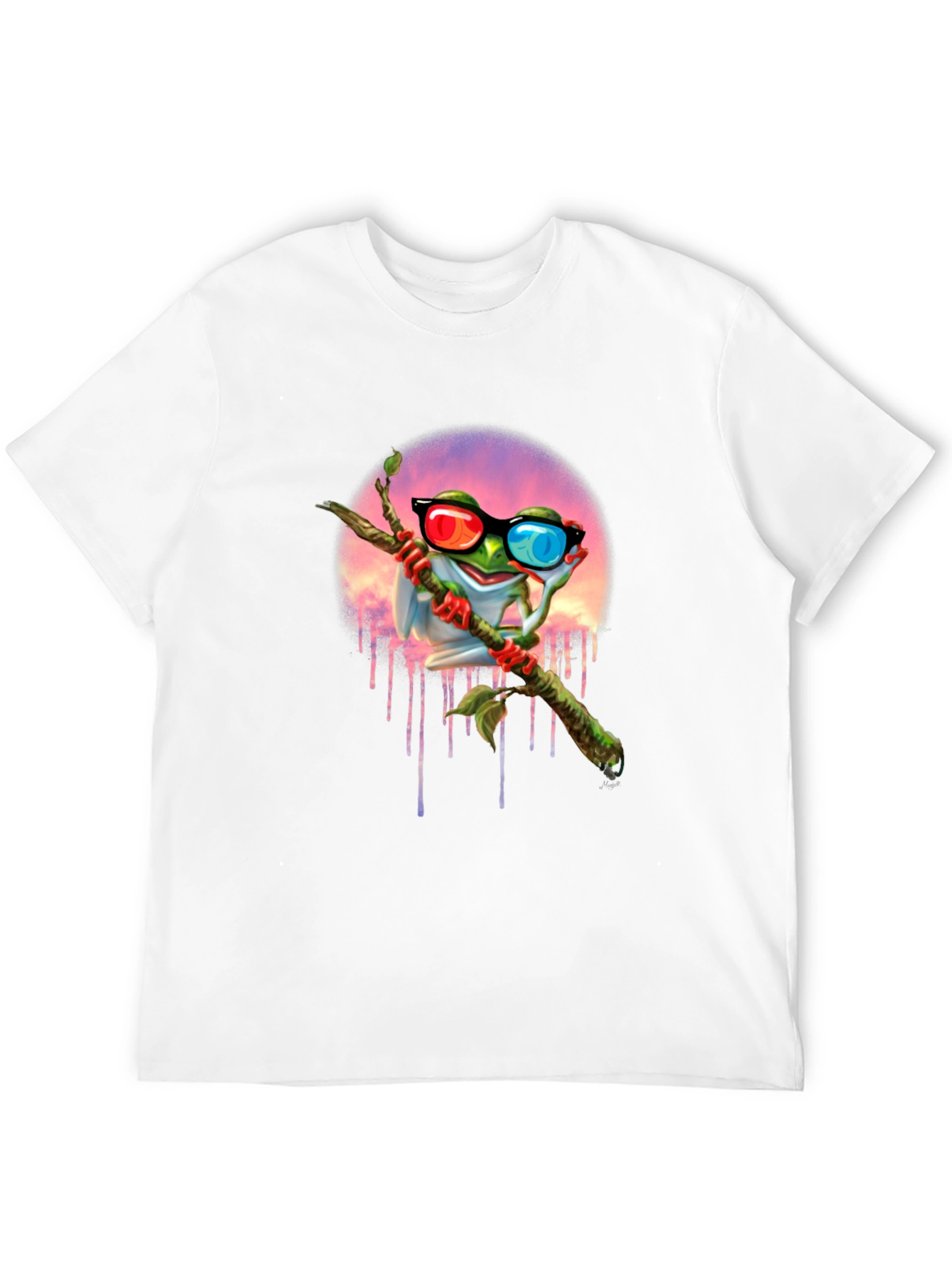 Frog with 3D Glasses Graphic T-Shirt