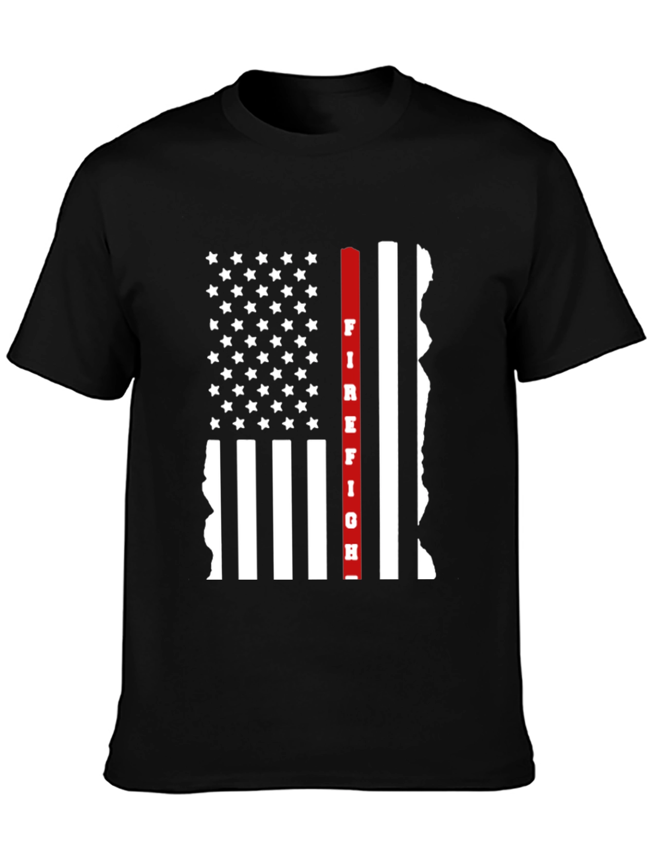 Firefighter Thin Red Line American Flag Graphic T-Shirt