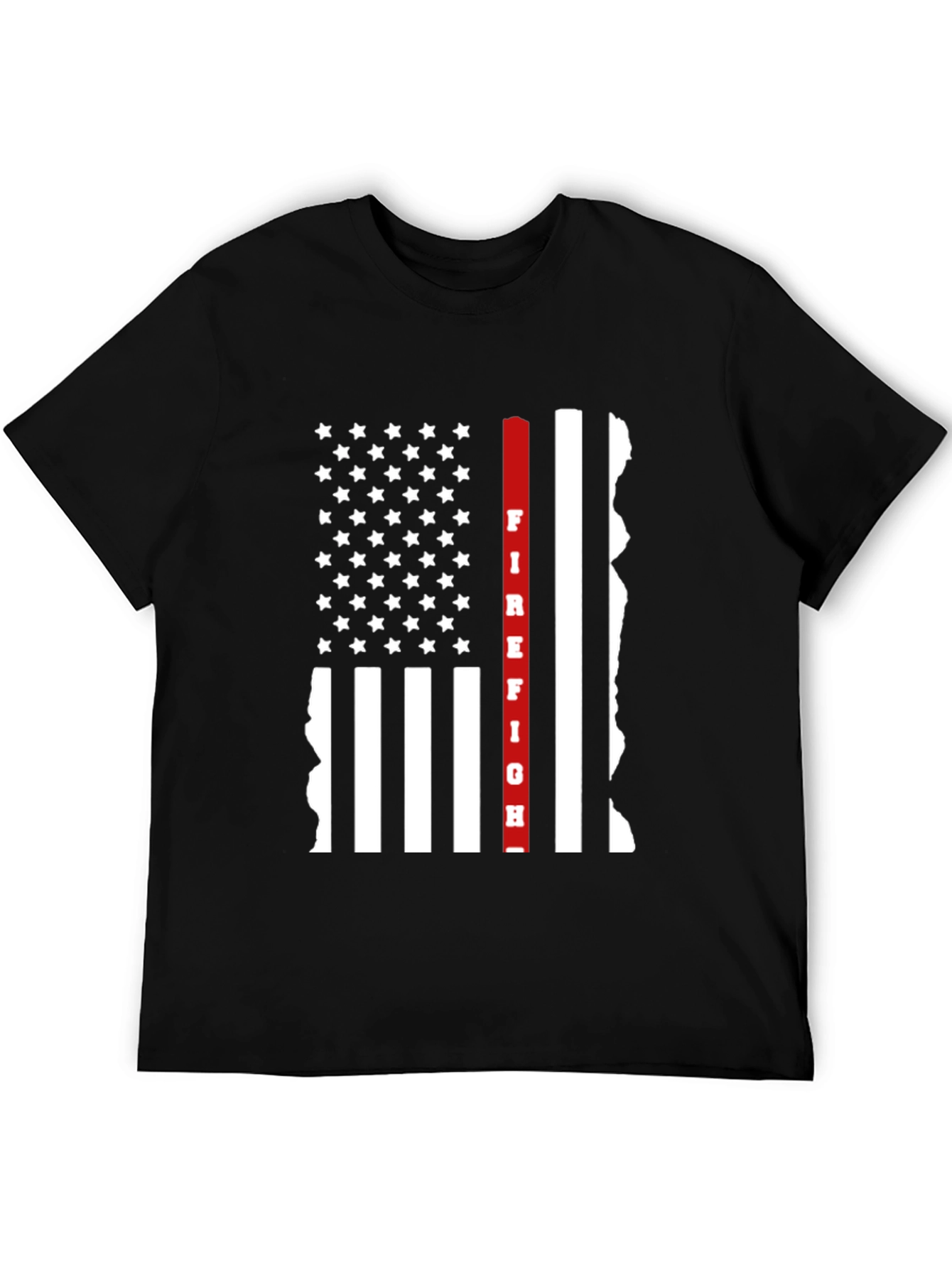 Firefighter Thin Red Line American Flag Graphic T-Shirt