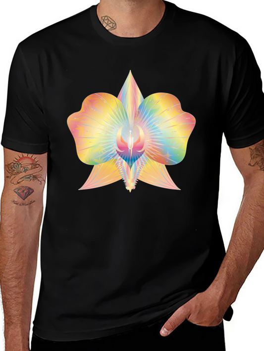 Rainbow Orchid Graphic Tee - Soft Cotton Blend