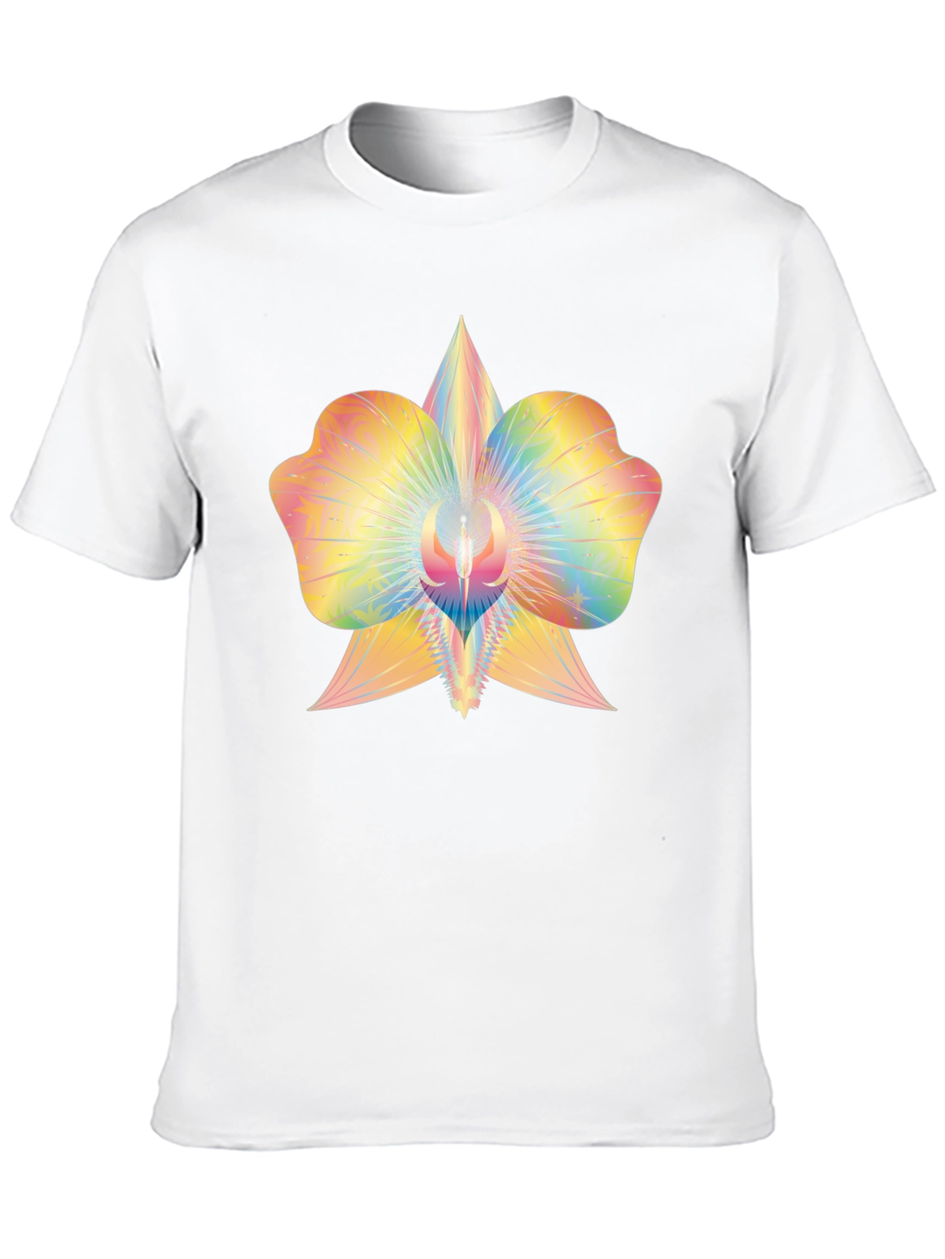 Rainbow Orchid Graphic Tee - Soft Cotton Blend