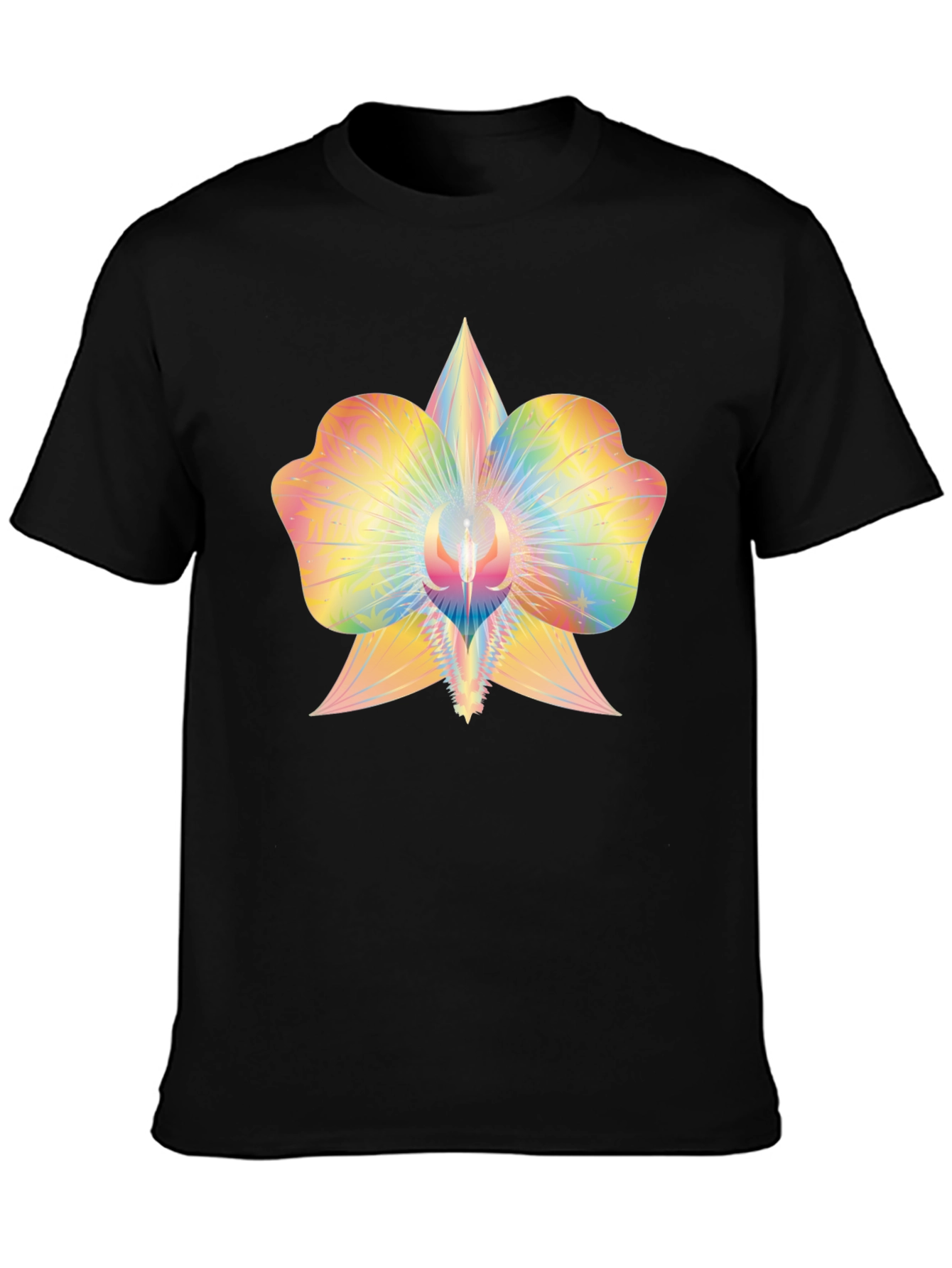 Rainbow Orchid Graphic Tee - Soft Cotton Blend