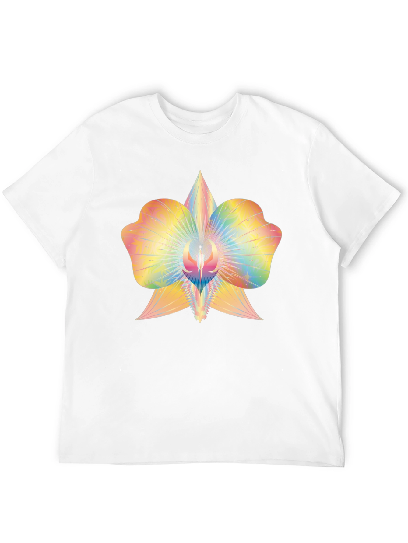 Rainbow Orchid Graphic Tee - Soft Cotton Blend