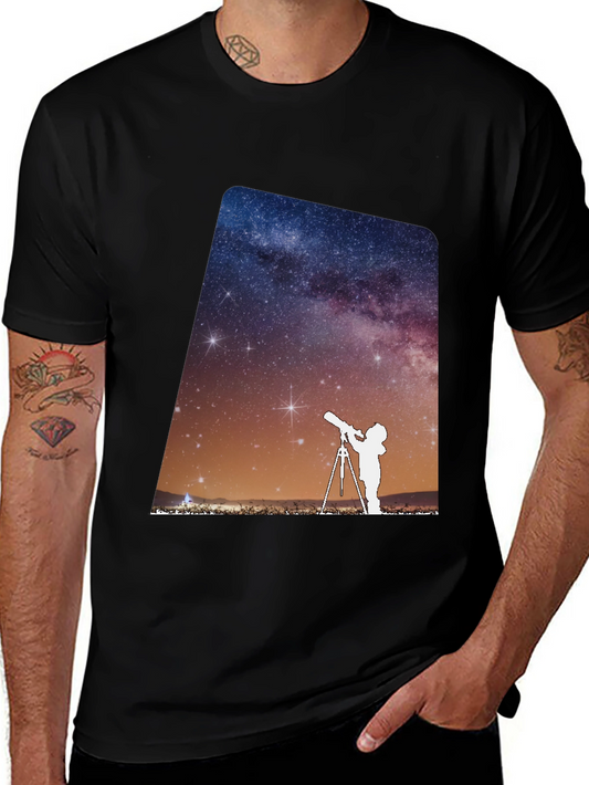Star Gazing Graphic Tee - Black Cotton Blend