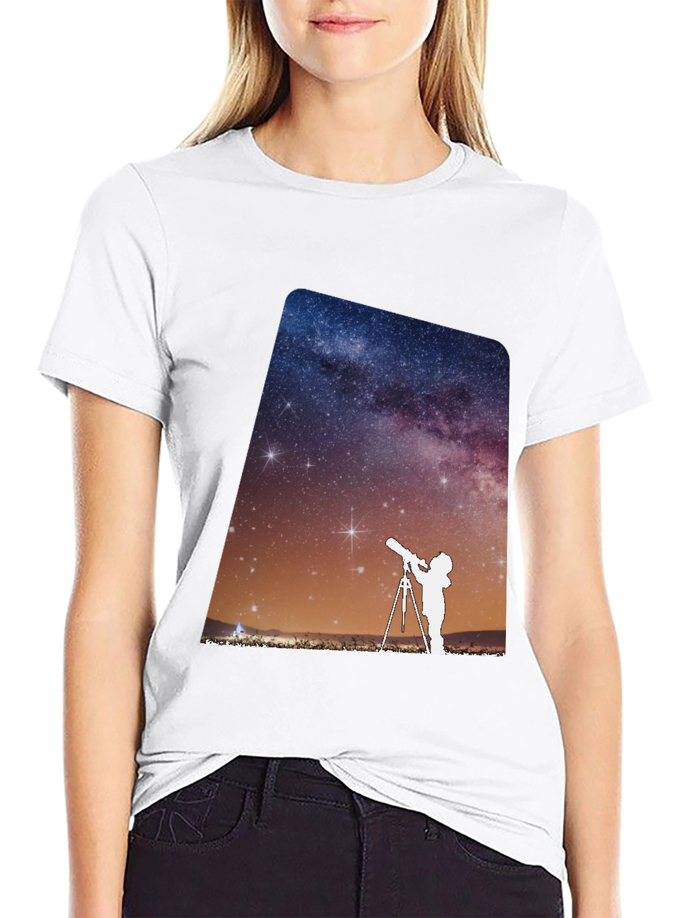 Star Gazing Graphic Tee - Black Cotton Blend