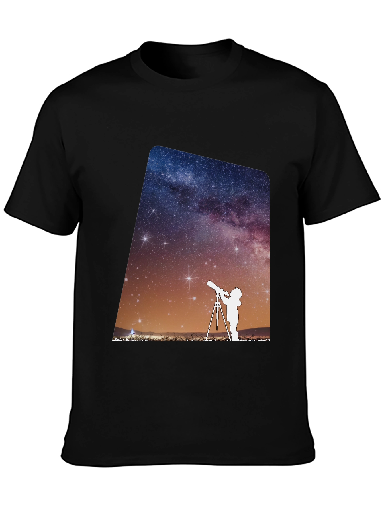 Star Gazing Graphic Tee - Black Cotton Blend