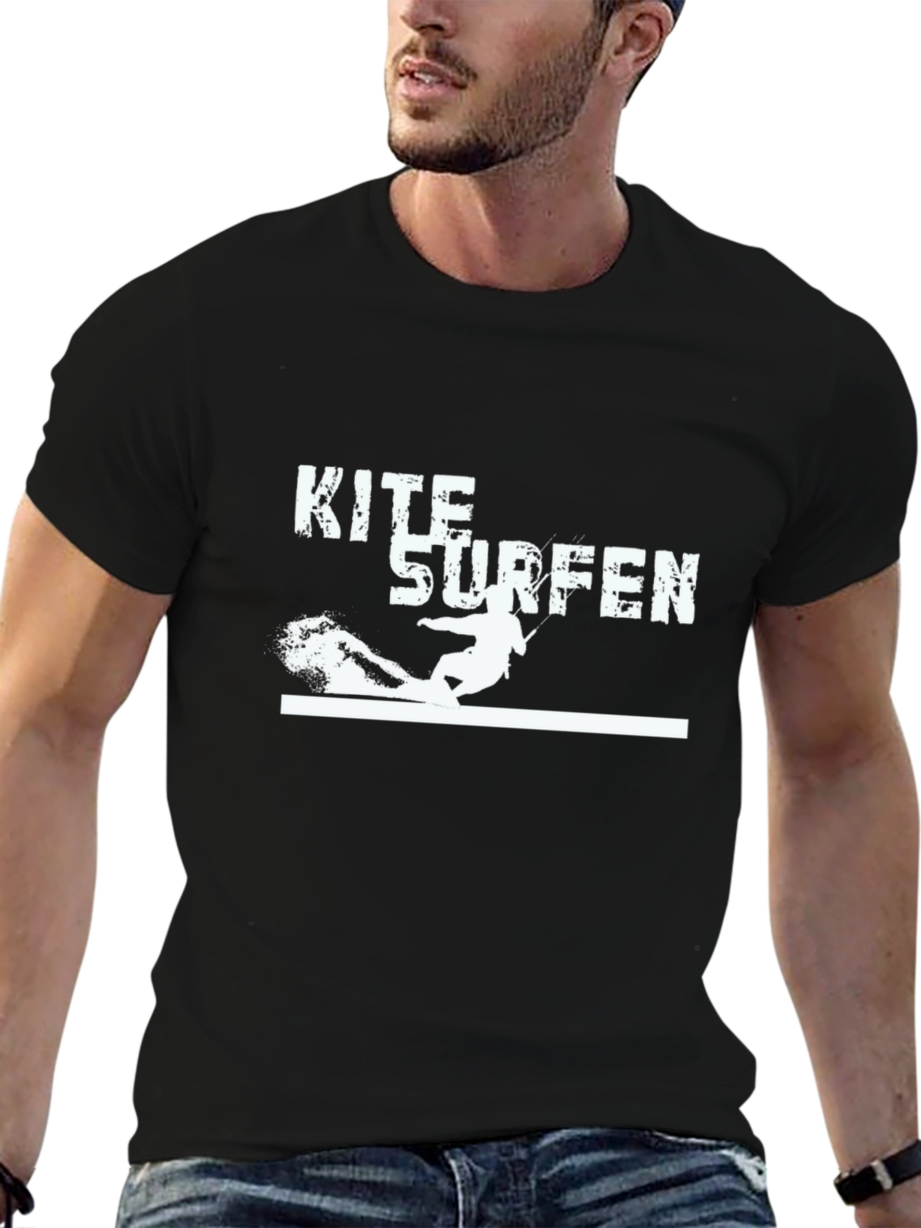 Kite Surfen Black T-Shirt - Water Sports Tee