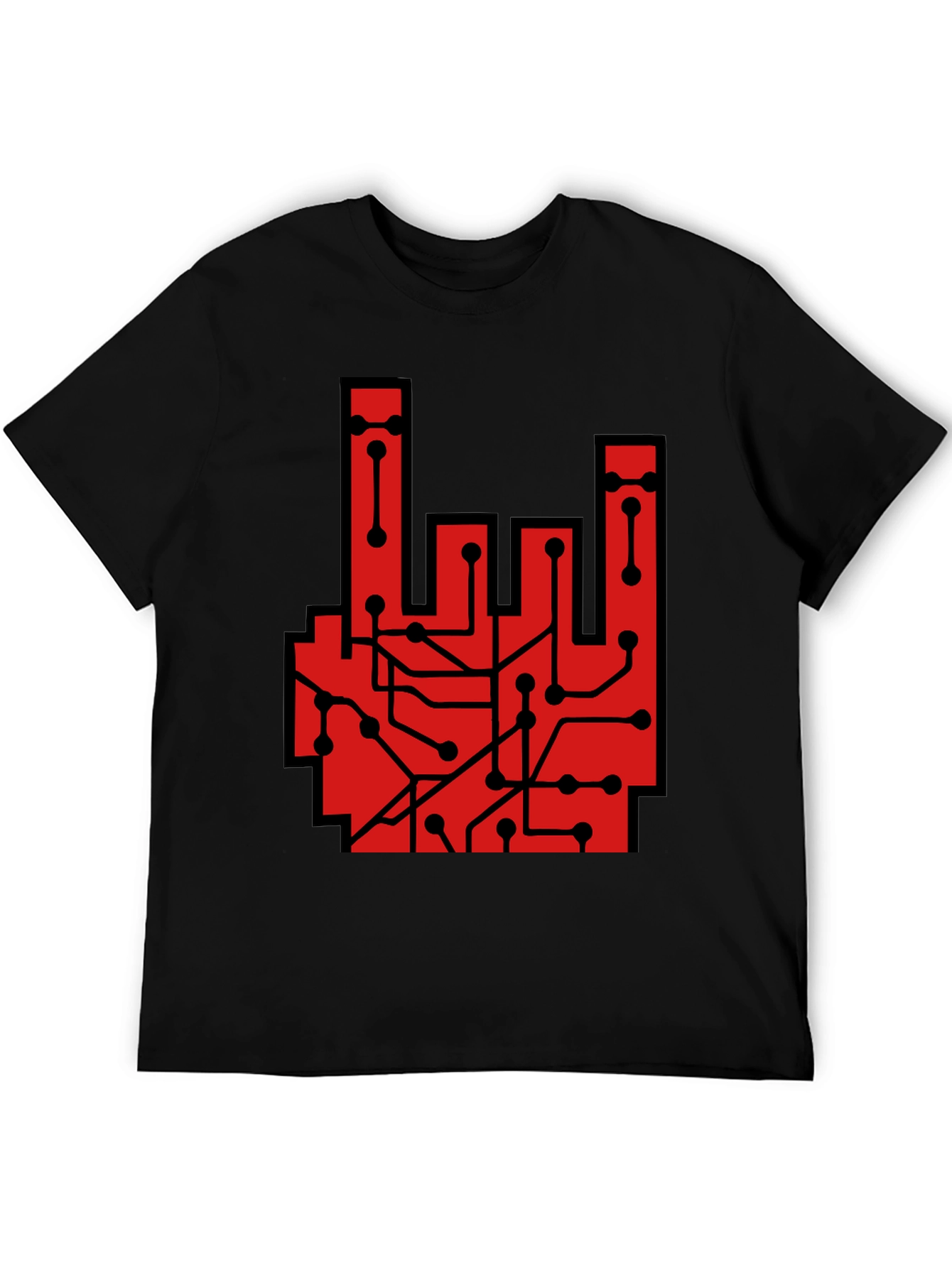 Rock On Circuit Board T-Shirt - Black