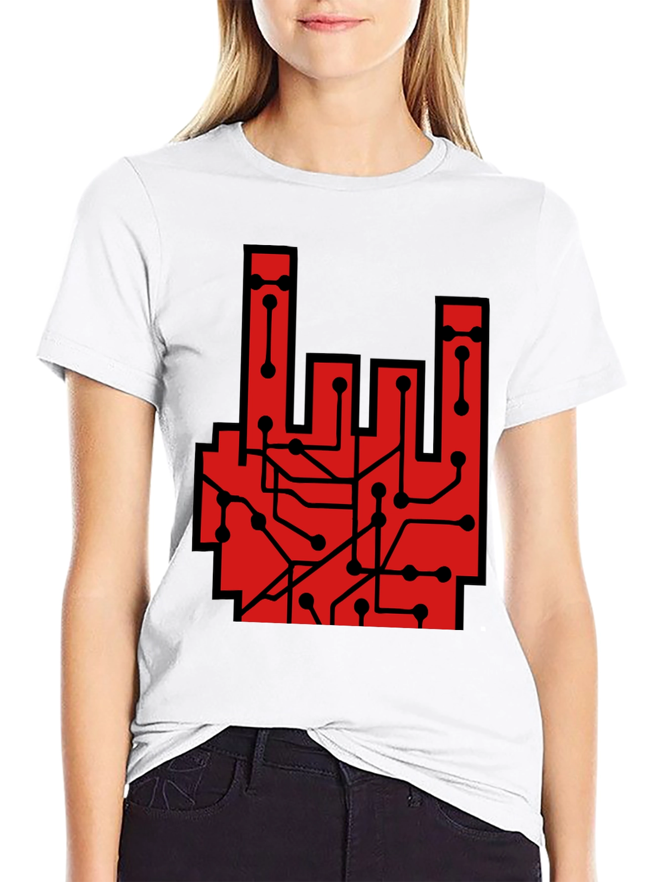 Rock On Circuit Board T-Shirt - Black