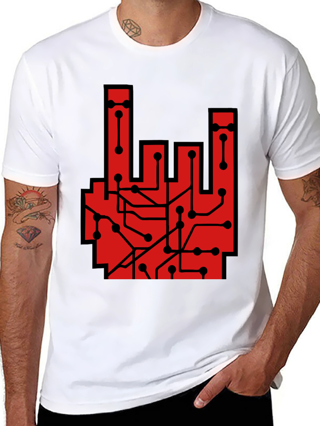 Rock On Circuit Board T-Shirt - Black