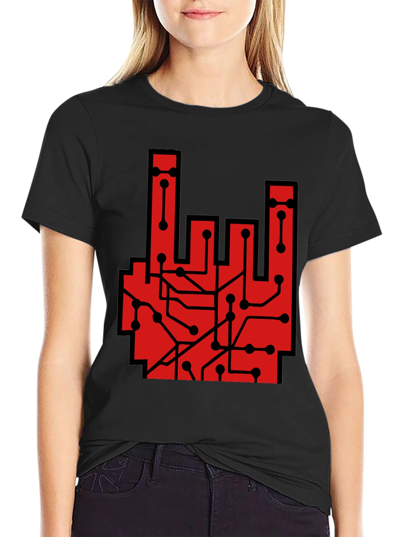 Rock On Circuit Board T-Shirt - Black