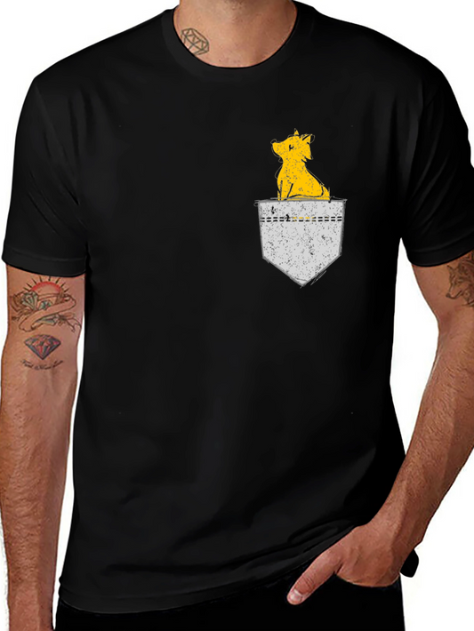 Dog in Pocket Graphic Tee - Black Casual Shirt