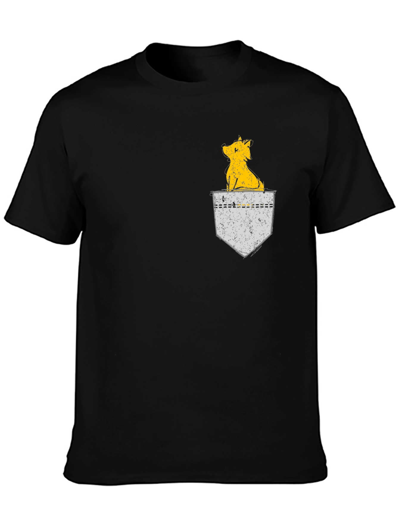 Dog in Pocket Graphic Tee - Black Casual Shirt