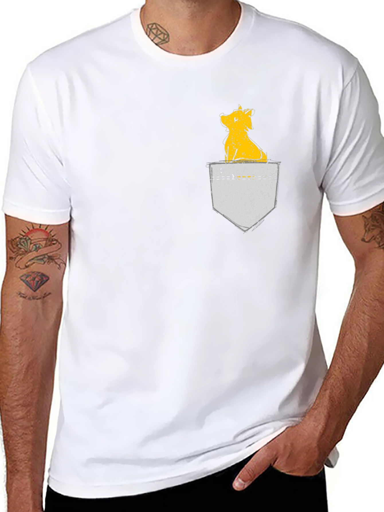 Dog in Pocket Graphic Tee - Black Casual Shirt