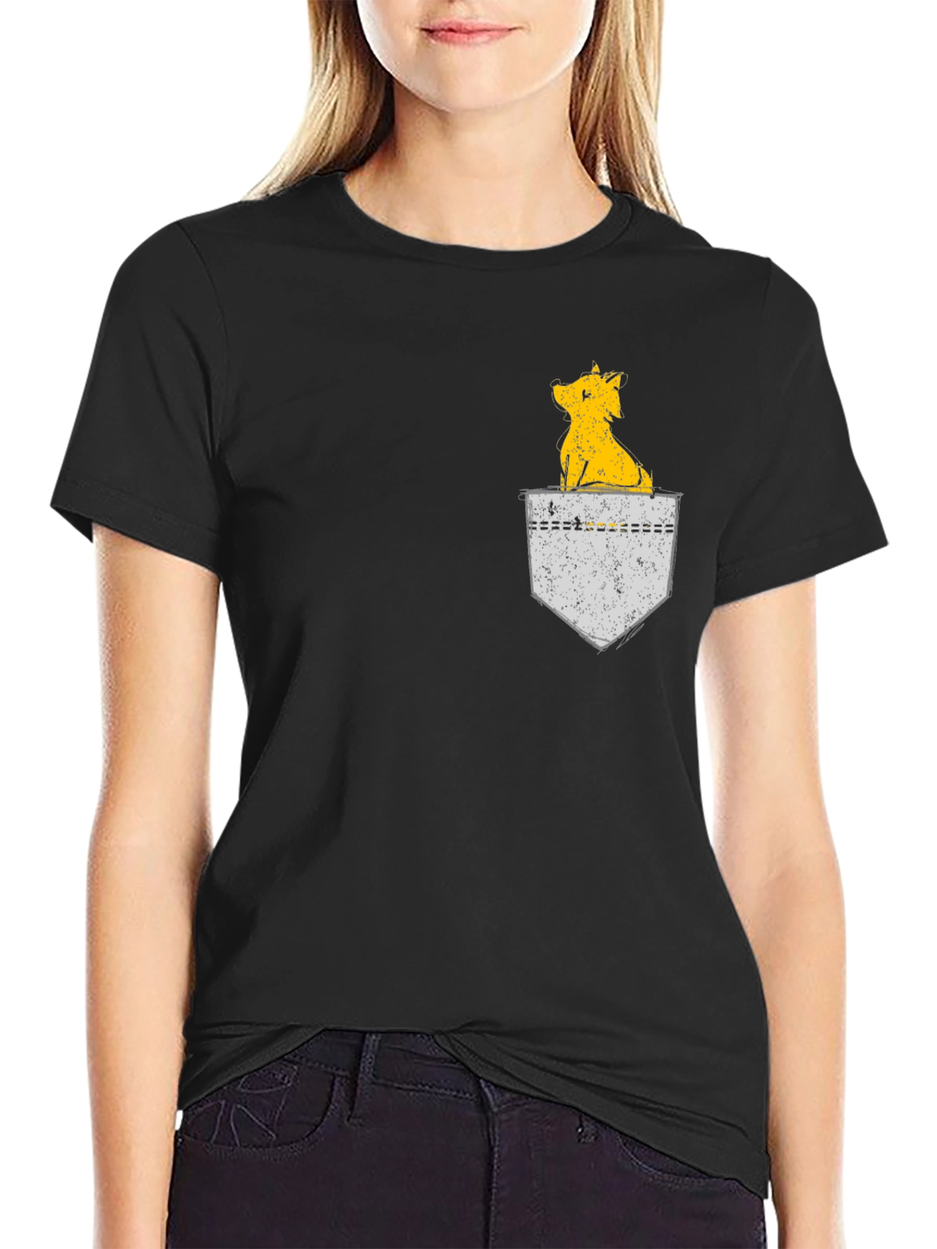 Dog in Pocket Graphic Tee - Black Casual Shirt