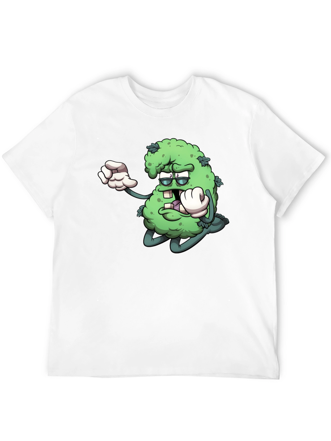 Cartoon Marijuana Graphic Black T-Shirt