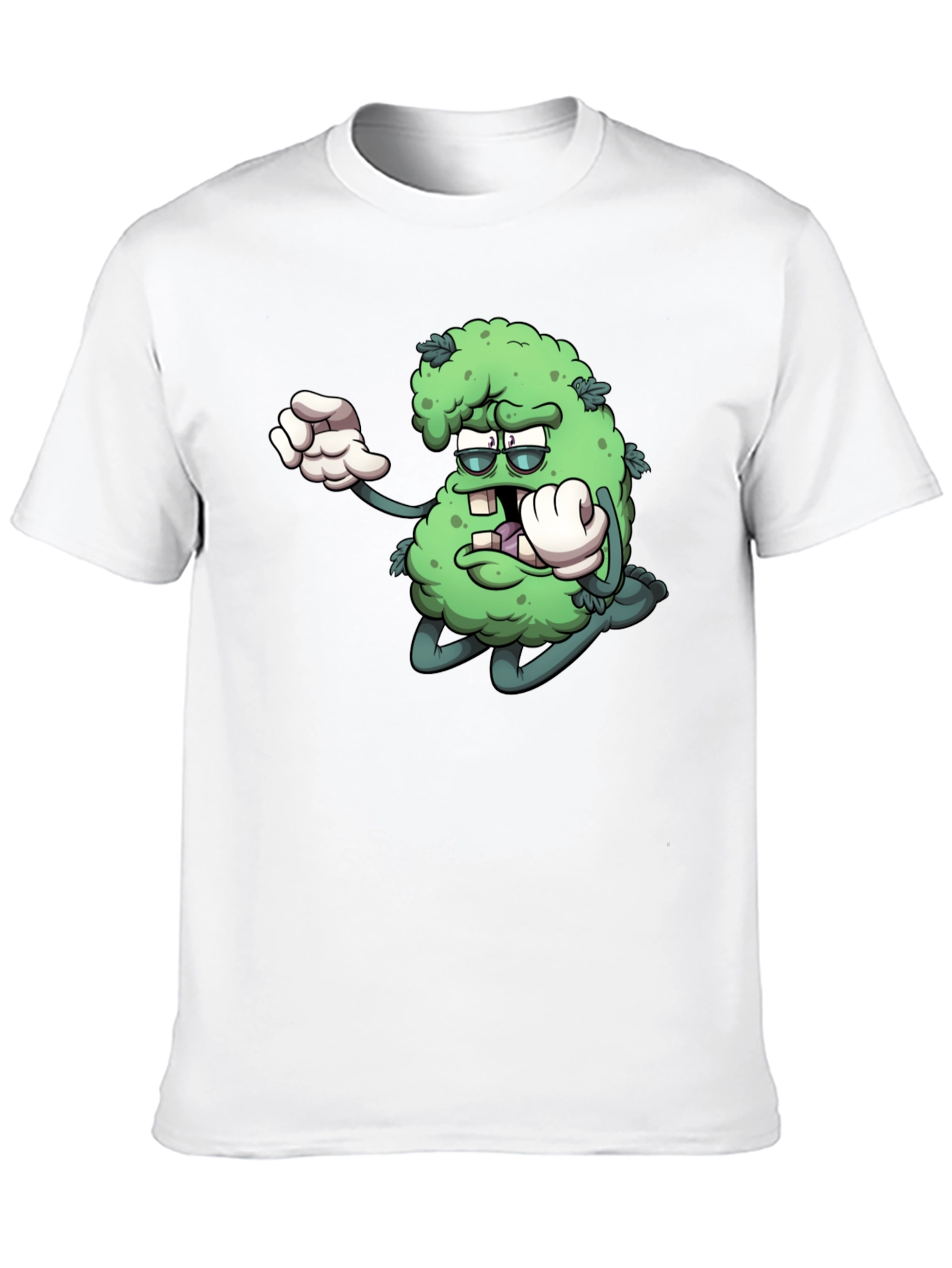 Cartoon Marijuana Graphic Black T-Shirt
