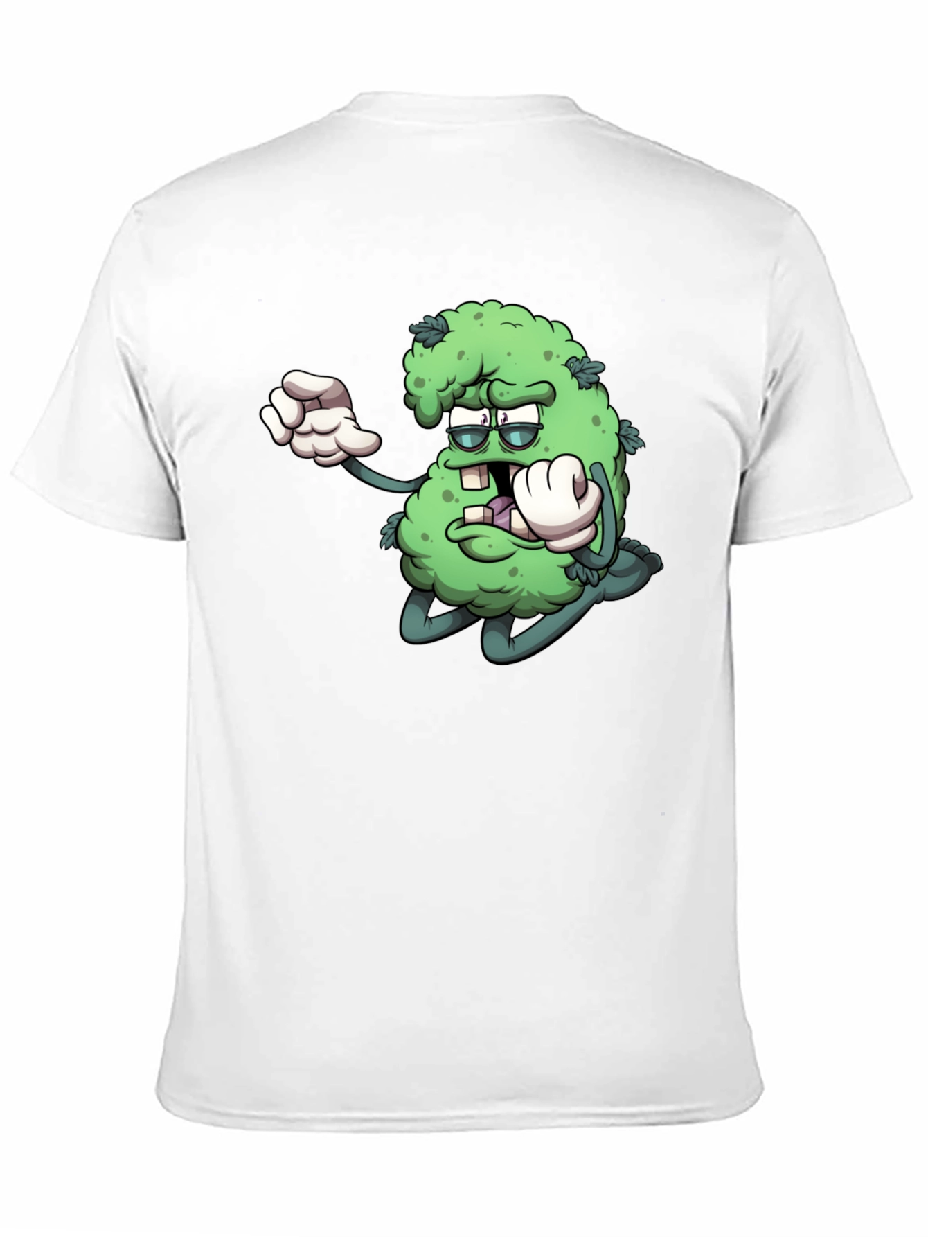 Cartoon Marijuana Graphic Black T-Shirt