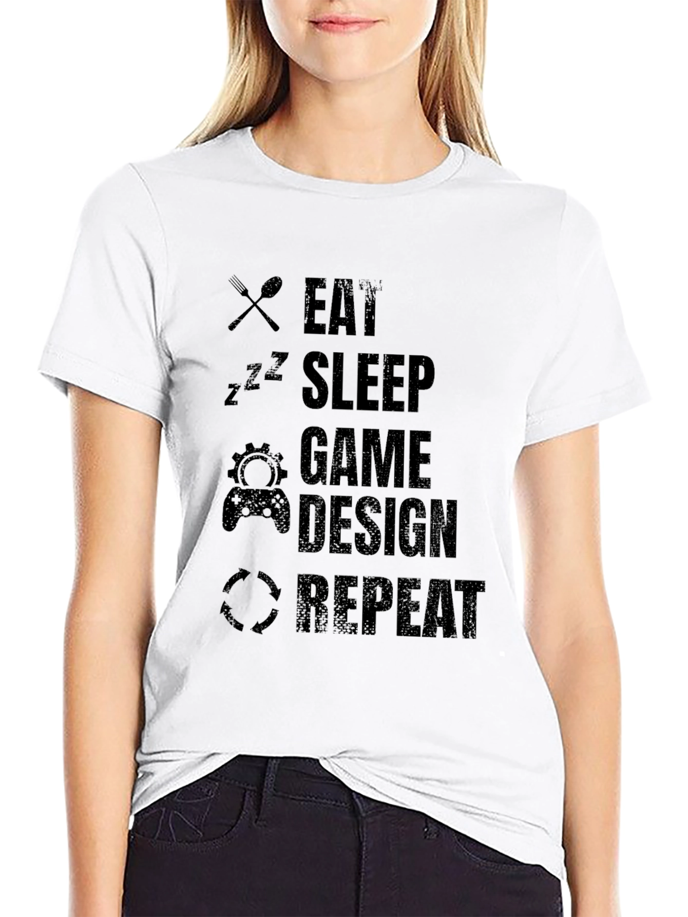 Eat Sleep Game Design Repeat Black Graphic Tee