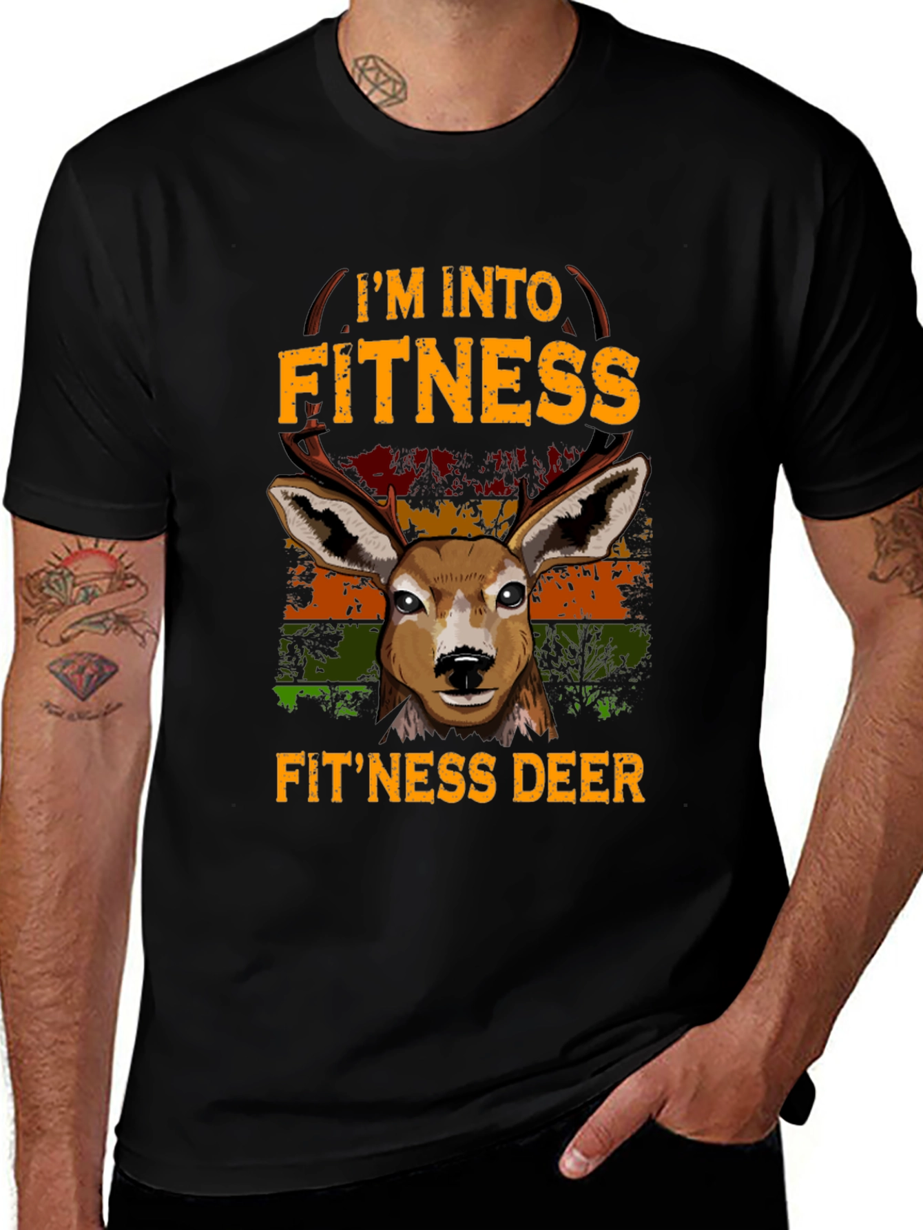 Fitness Deer Graphic T-Shirt - Im Into Fitness Tee