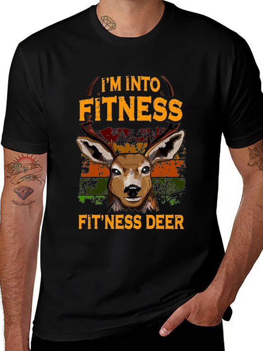 Fitness Deer Graphic T-Shirt - Im Into Fitness Tee