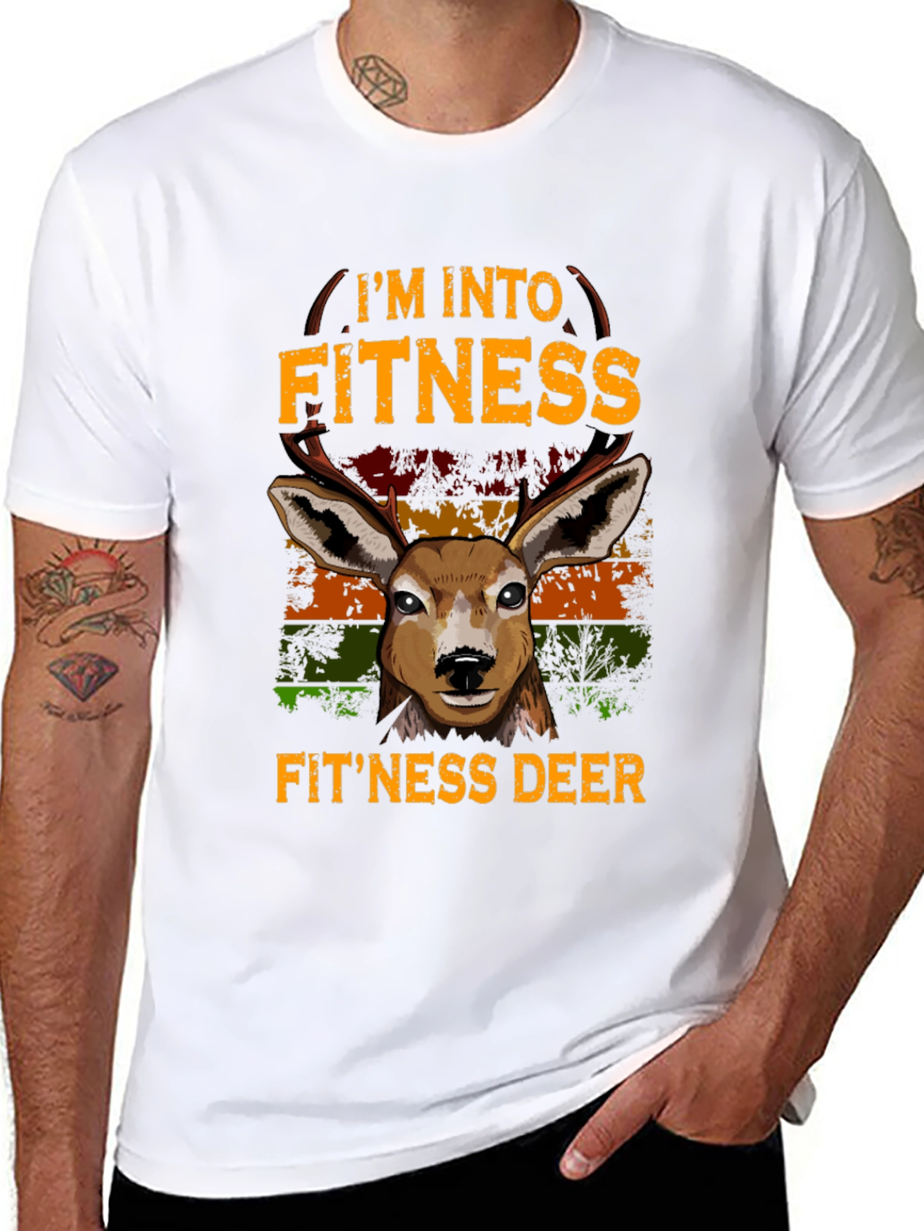 Fitness Deer Graphic T-Shirt - Im Into Fitness Tee