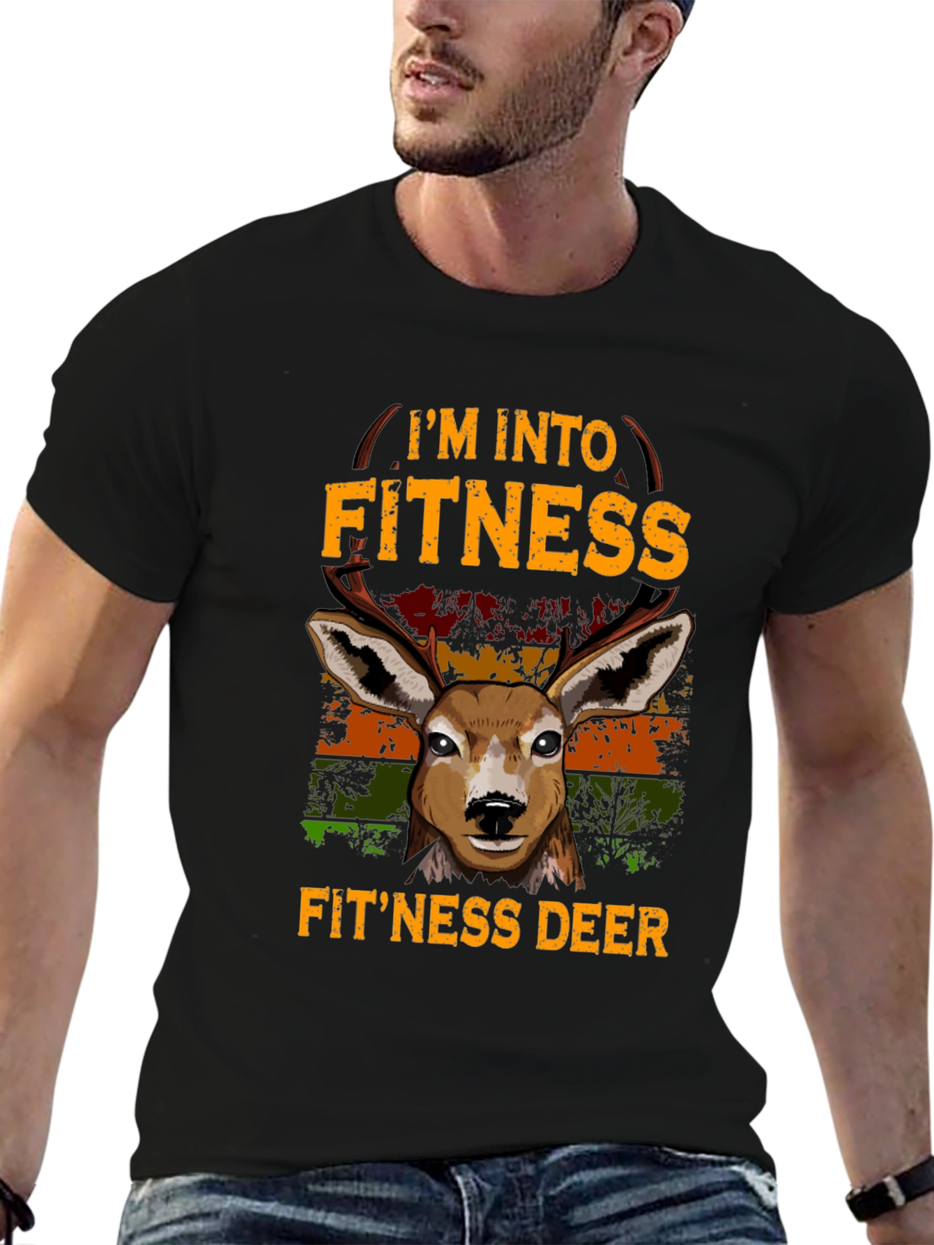 Fitness Deer Graphic T-Shirt - Im Into Fitness Tee