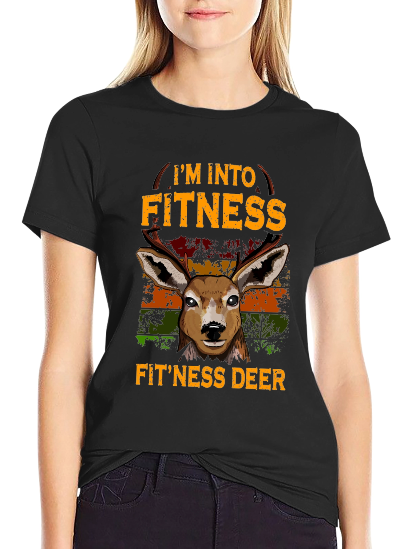 Fitness Deer Graphic T-Shirt - Im Into Fitness Tee