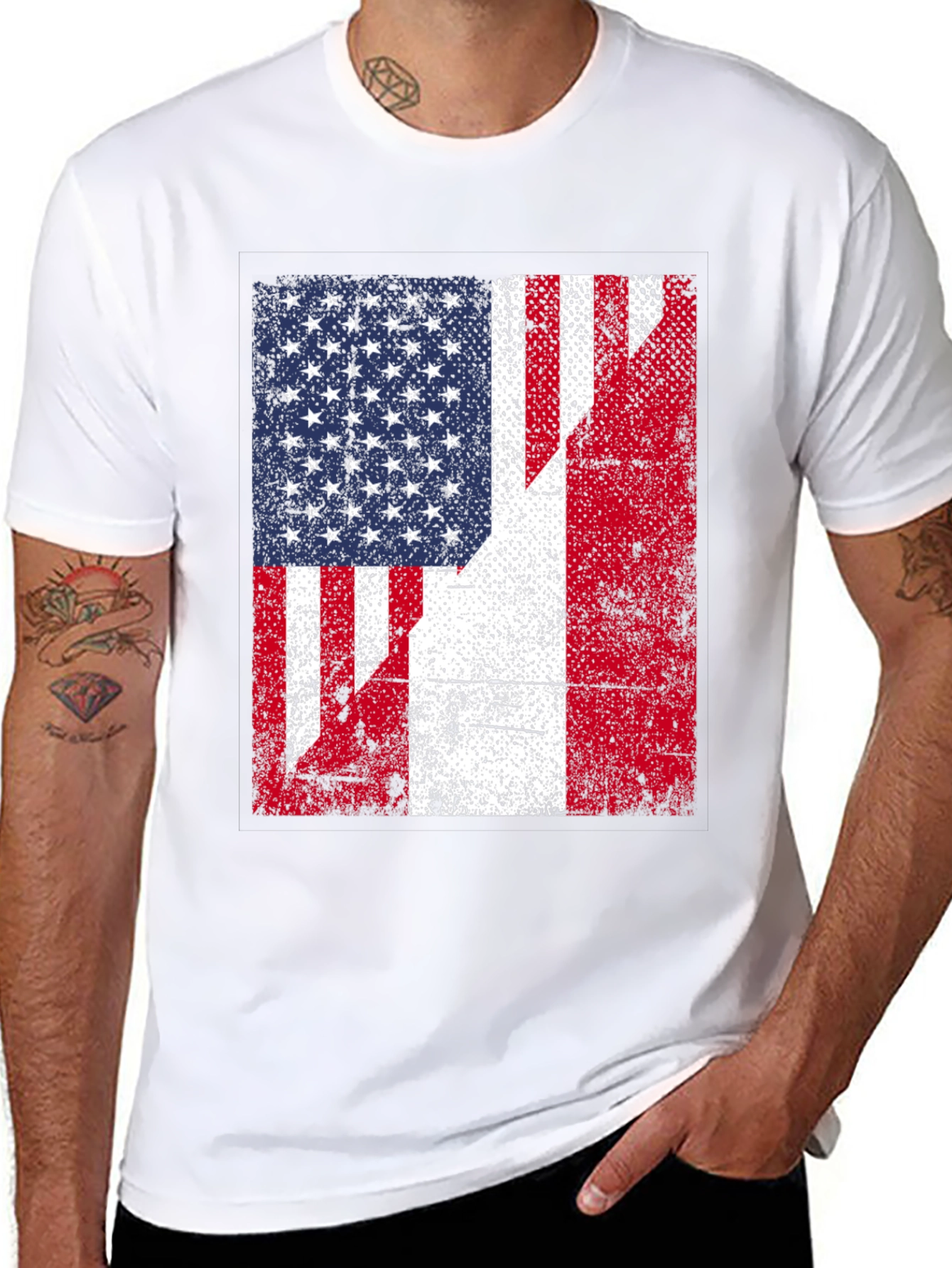 USA/Peru Flag Graphic Tee - Patriotic Fusion