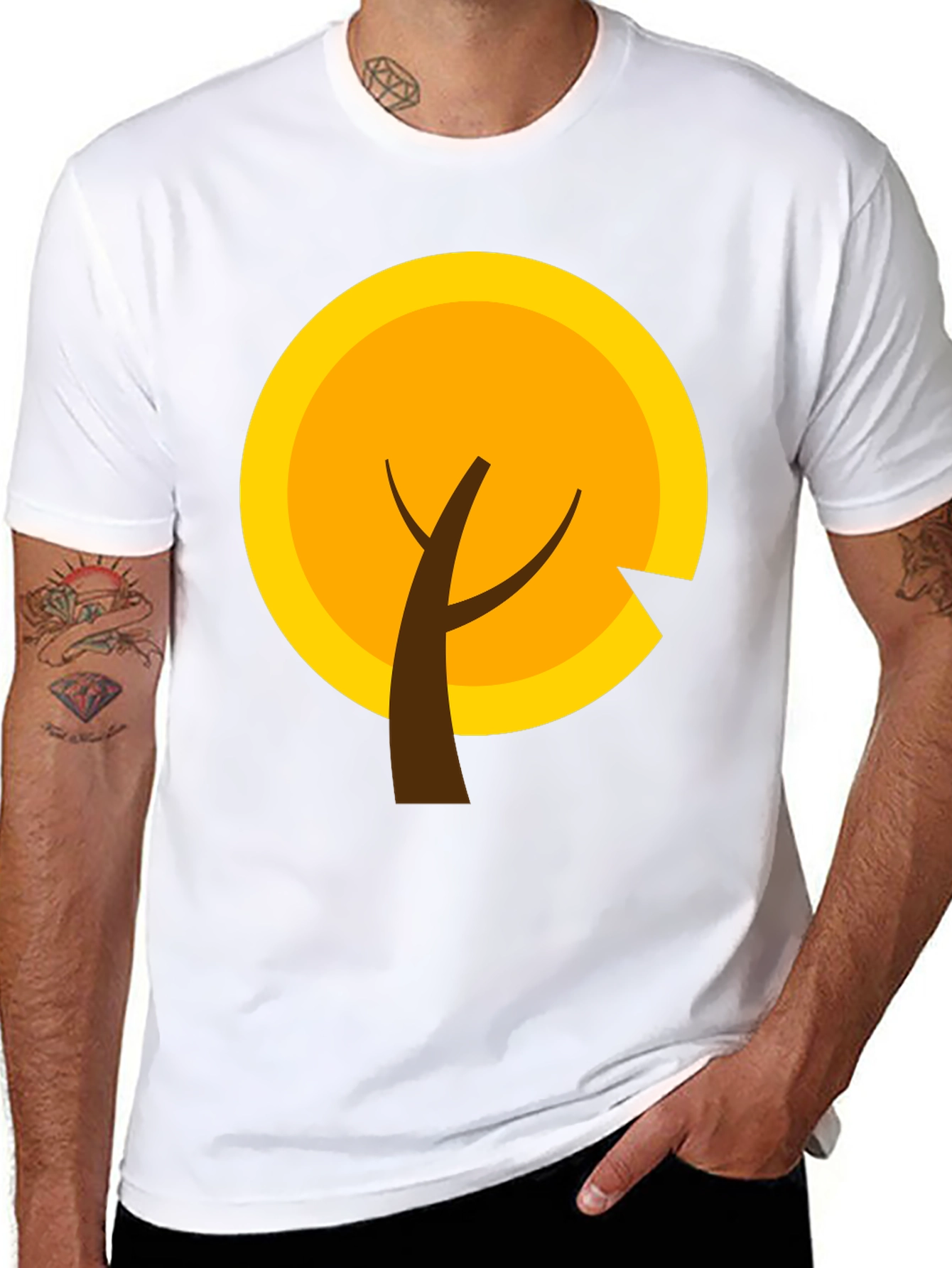 Modern Graphic Tee - Autumn Tree Design