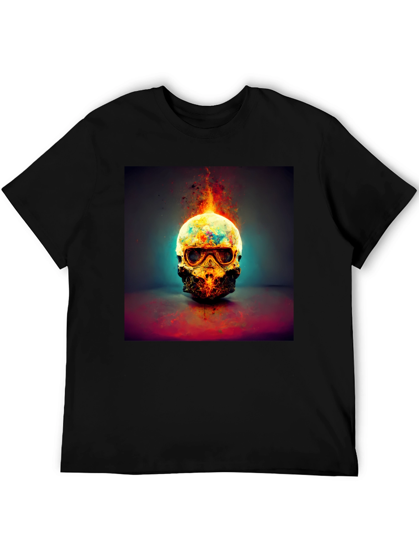 Fiery Skull Graphic Tee - Dark Style