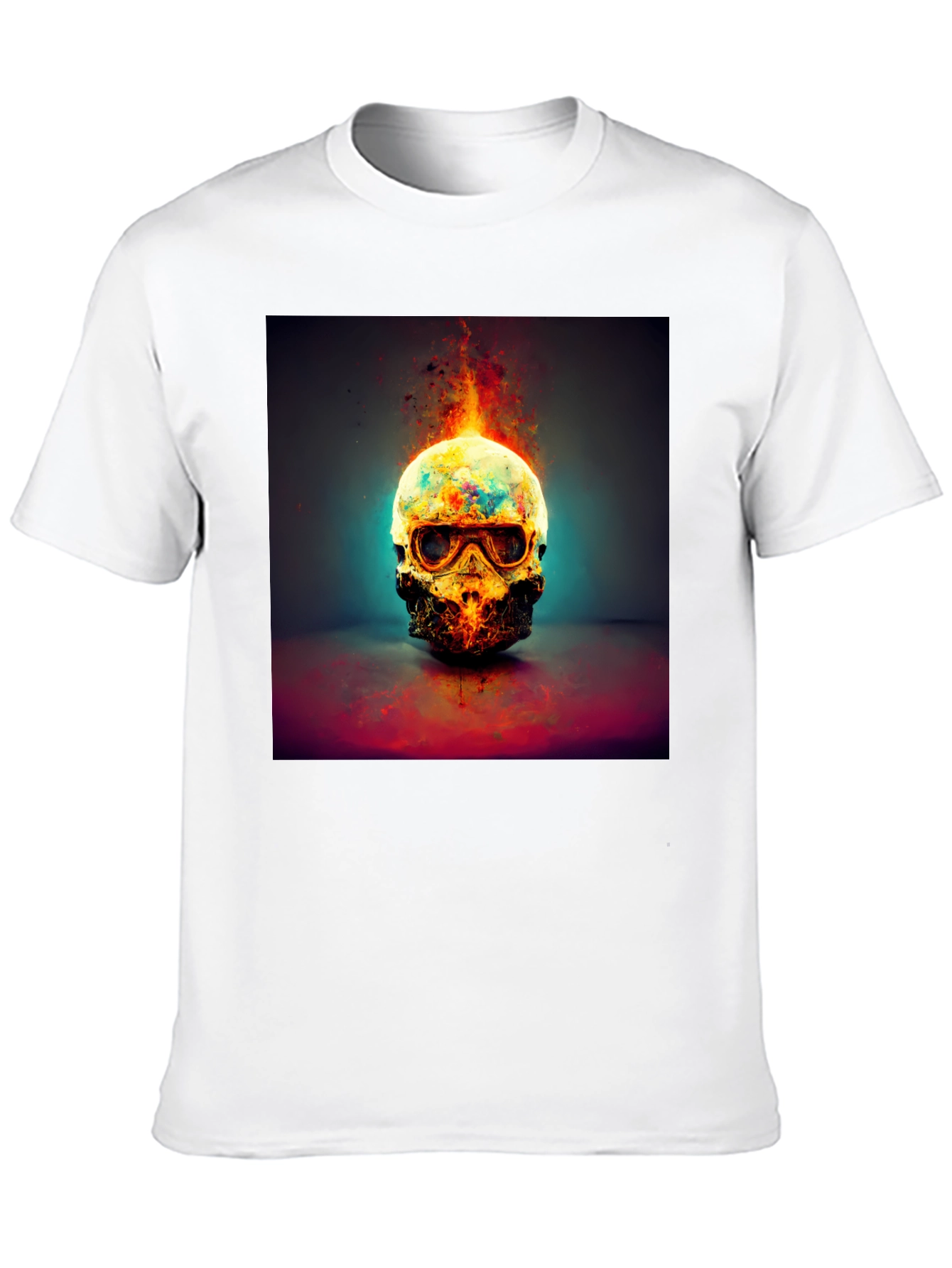 Fiery Skull Graphic Tee - Dark Style